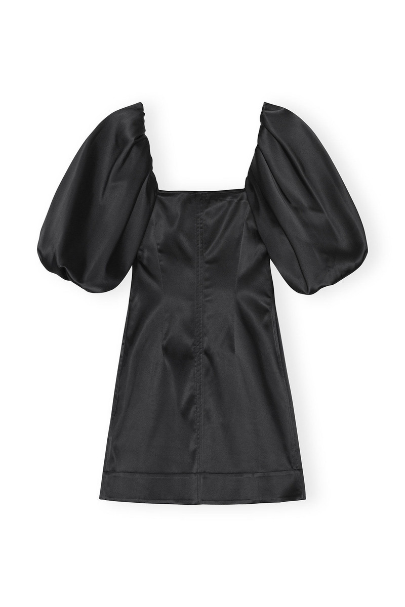 GANNI BLACK SATIN MINI DRESS outlook