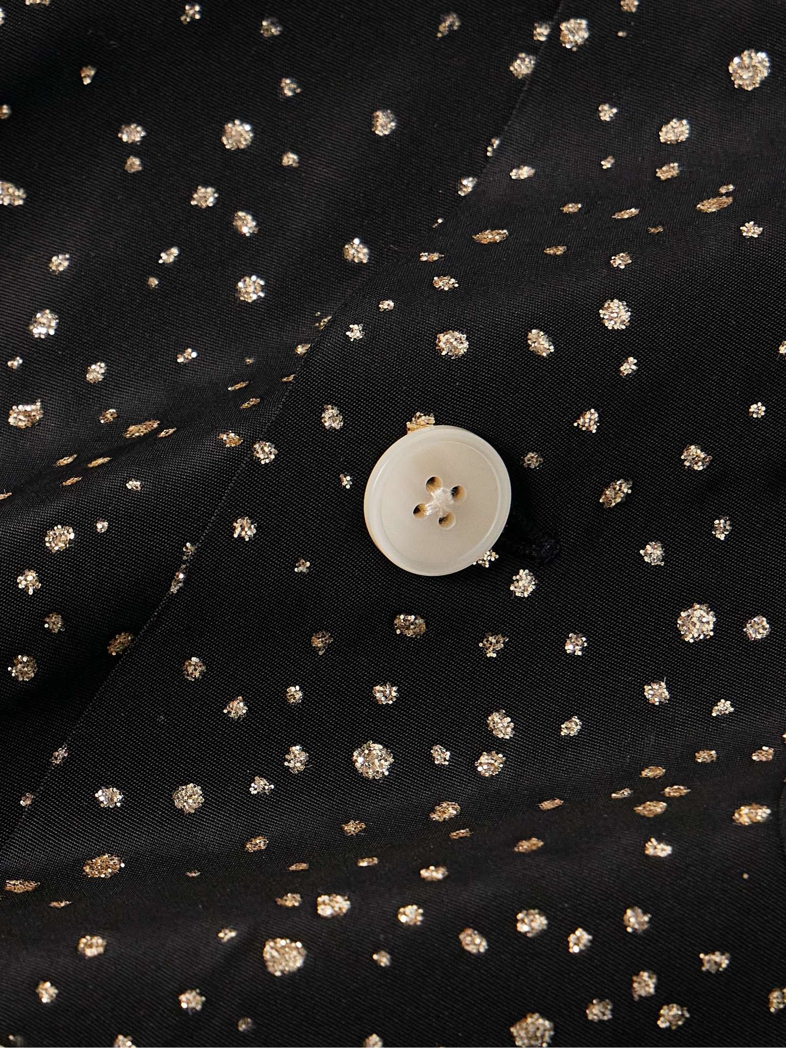 Camp-Collar Glittered Polka-Dot Faille Shirt - 4