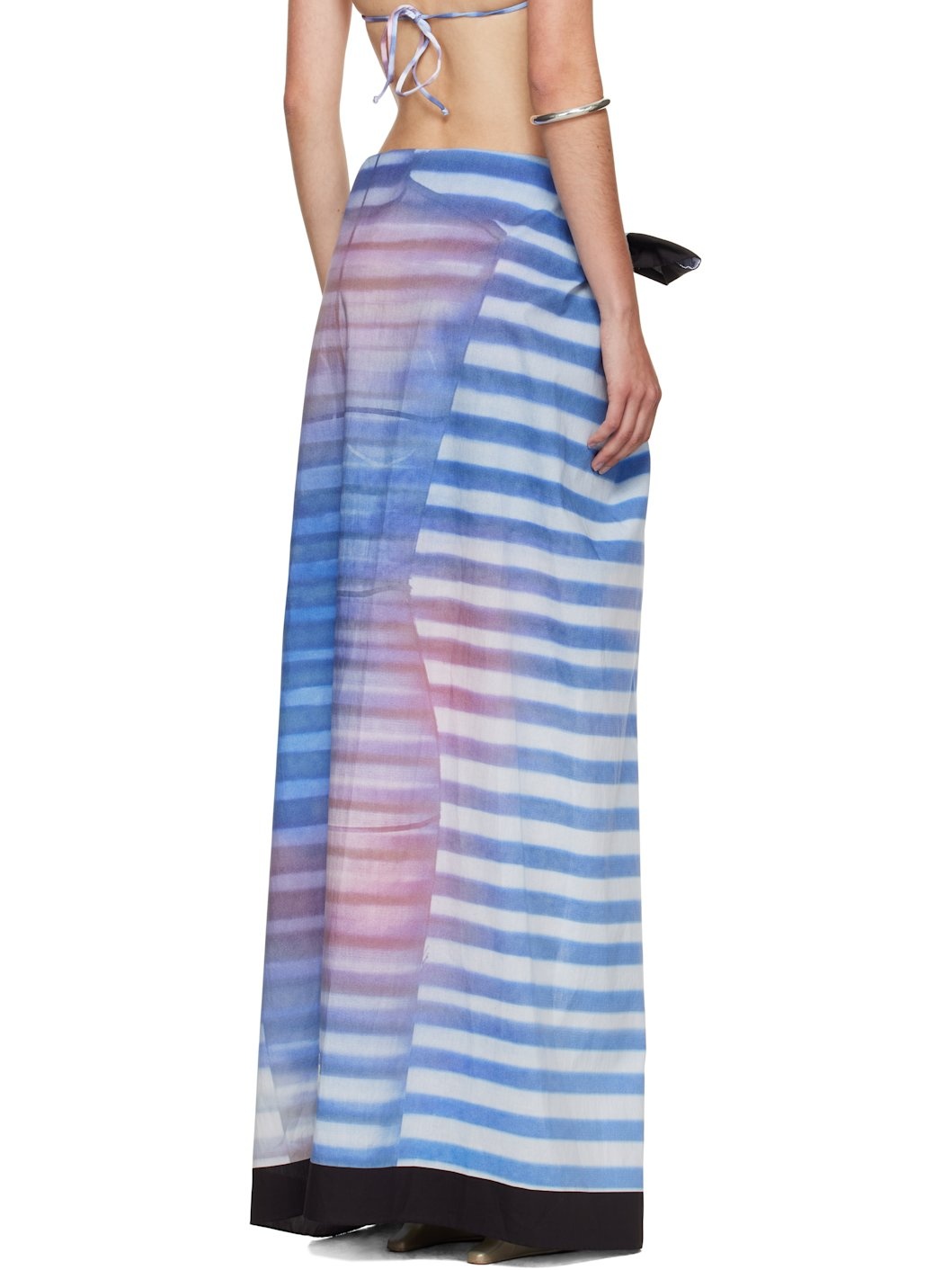 Blue Pareo Printed Air Cover-up Skirt - 3