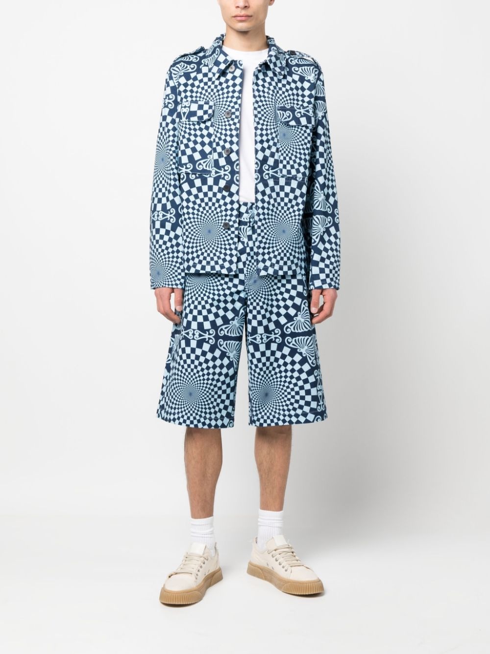 geometric-pattern cotton shirt - 2
