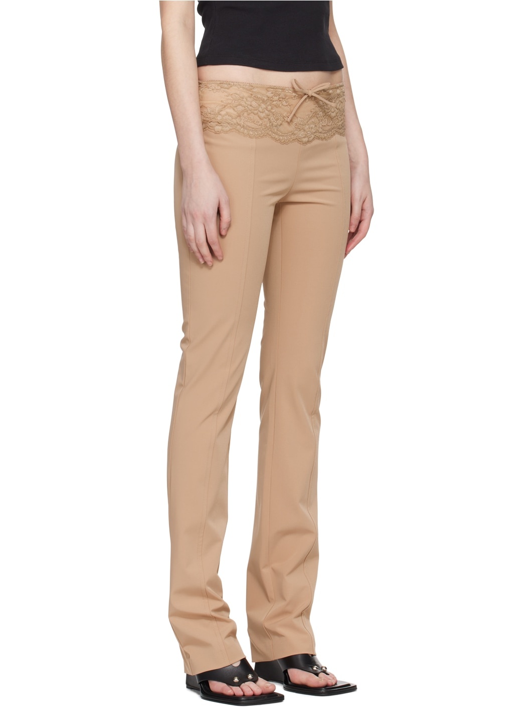 Taupe Slim Trousers - 2