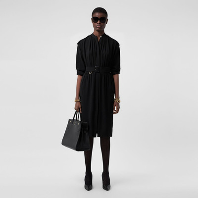 Burberry Long-sleeve Epaulette Detail Silk Georgette Dress outlook