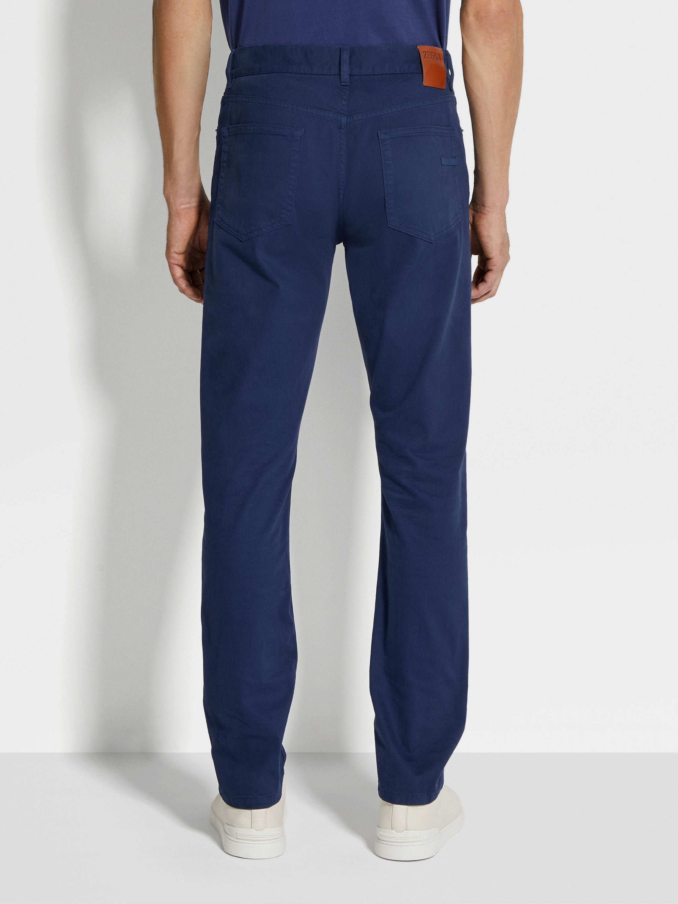 UTILITY BLUE STRETCH COTTON ROCCIA JEANS - 5