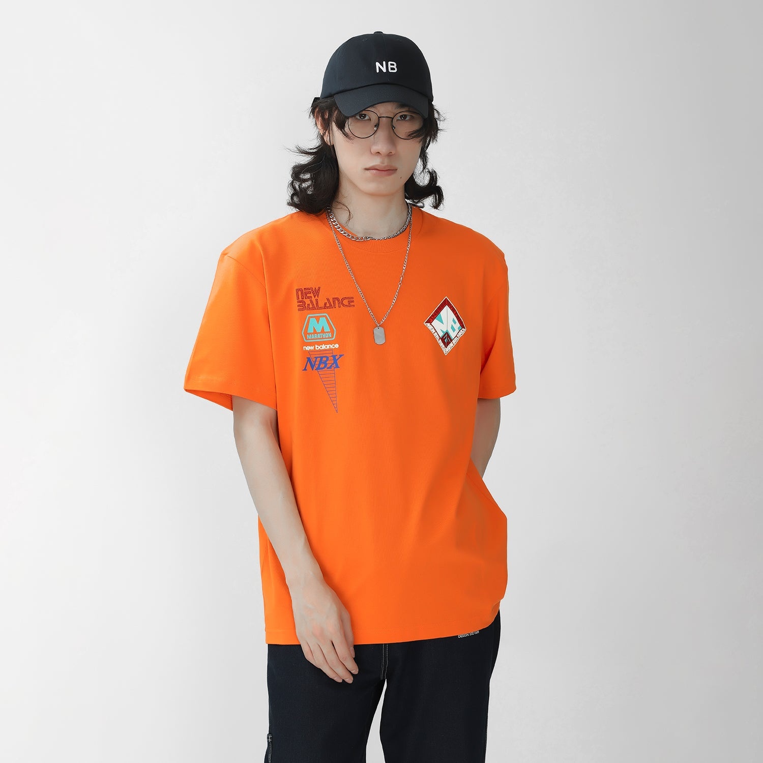 New Balance x Salehe Bembury Unisex Printing Logo Round-neck Tee Orange MT11563-VRO - 6