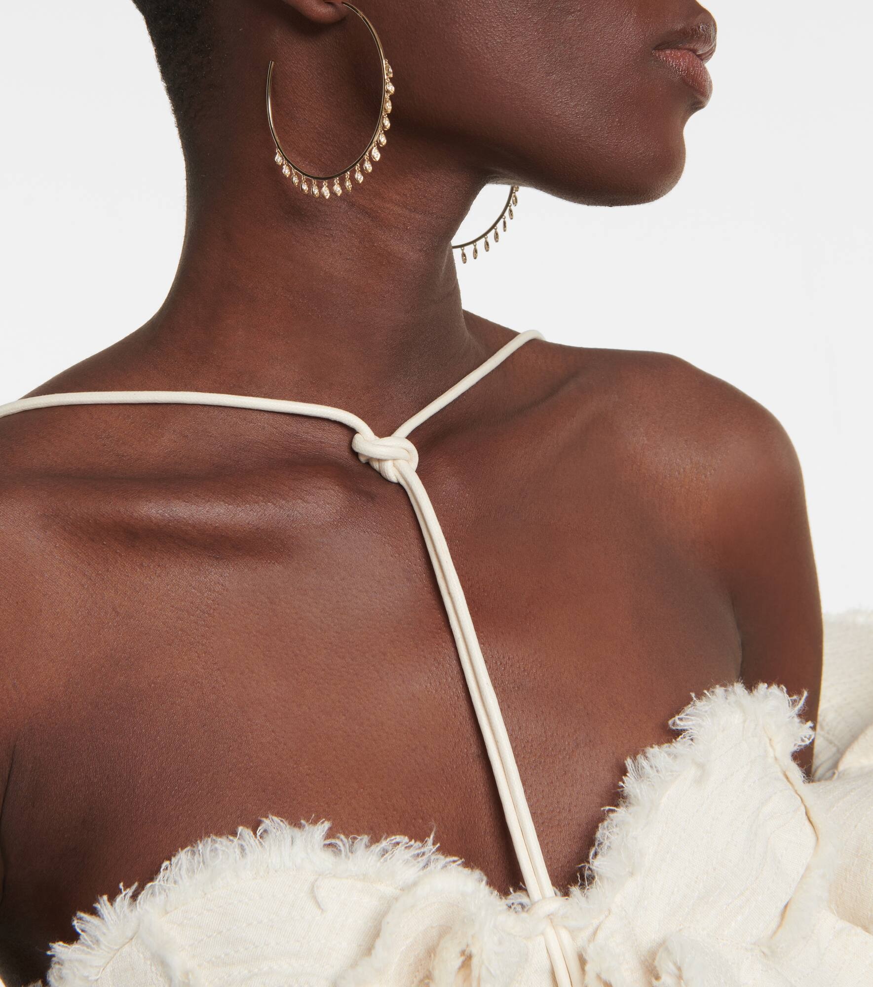14kt gold hoop earrings with diamonds - 5