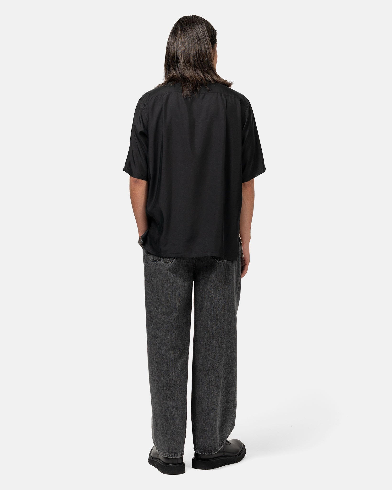Colorblock Open Collar Shirt Black - 3