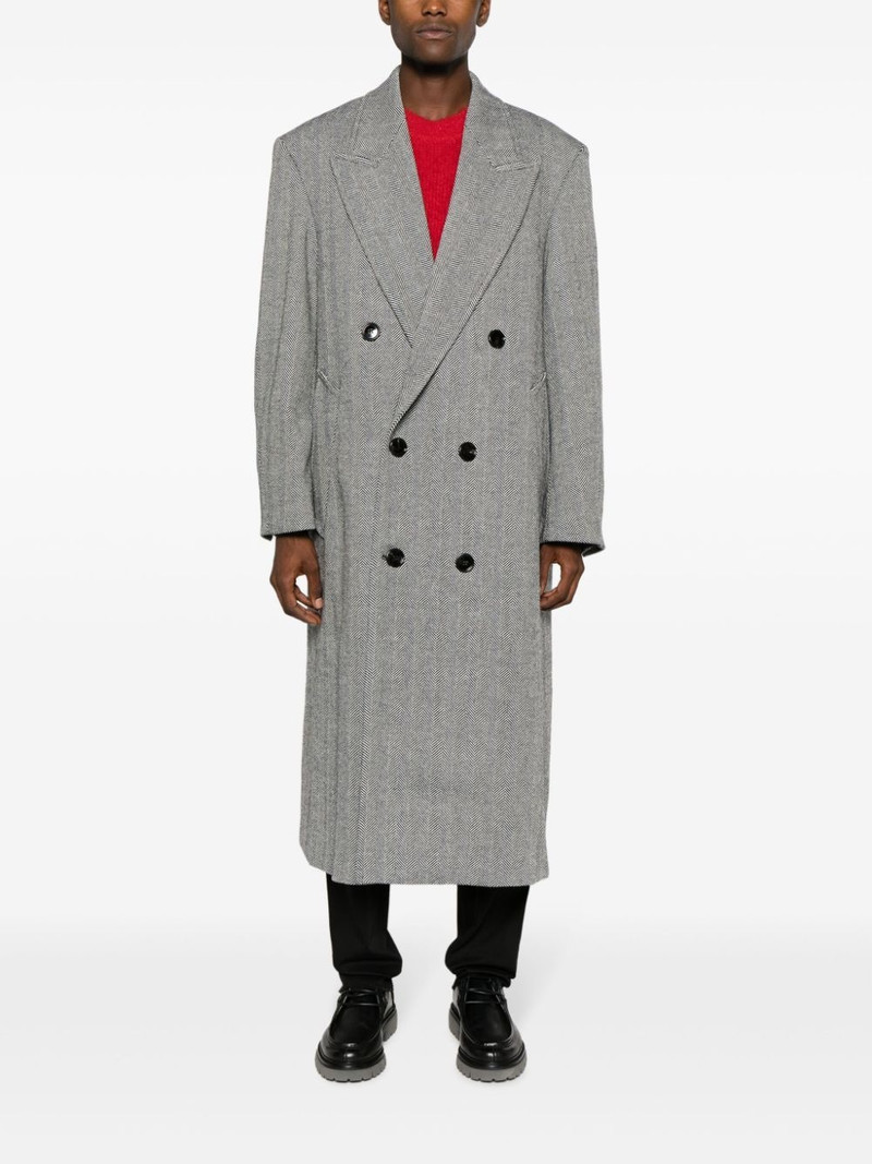 AMI Paris herringbone-pattern double-breasted coat outlook