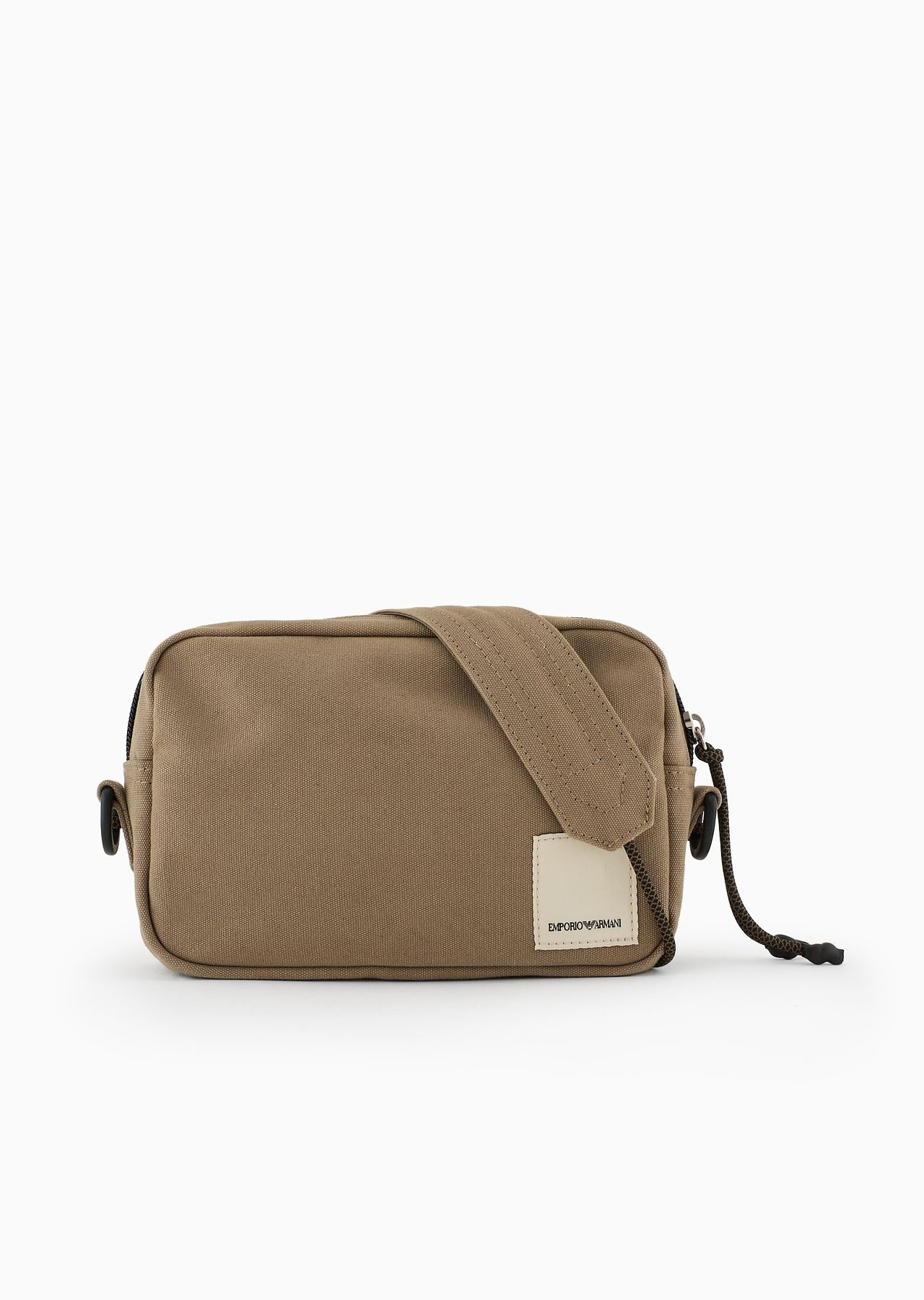 Emporio Armani Sustainability Values Capsule Collection organic canvas drawstring tech case with sho - 1
