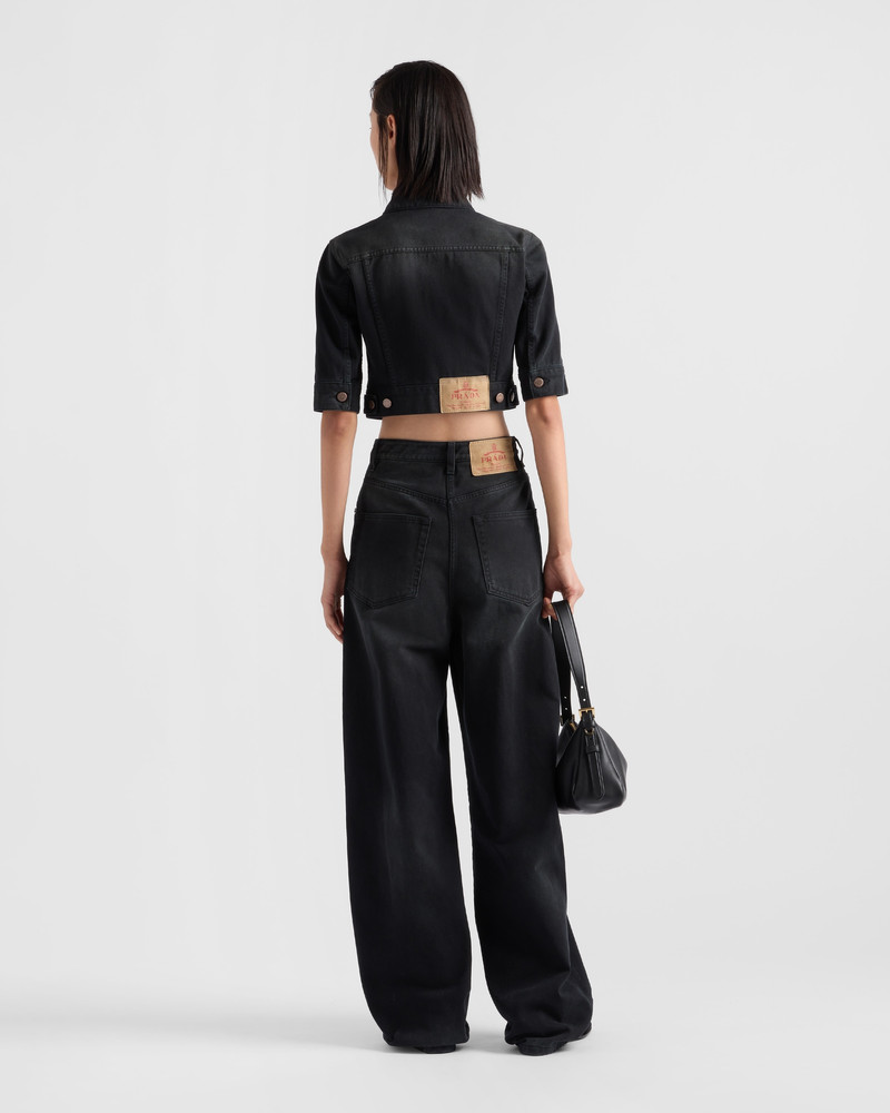 Cropped denim blouson jacket 5