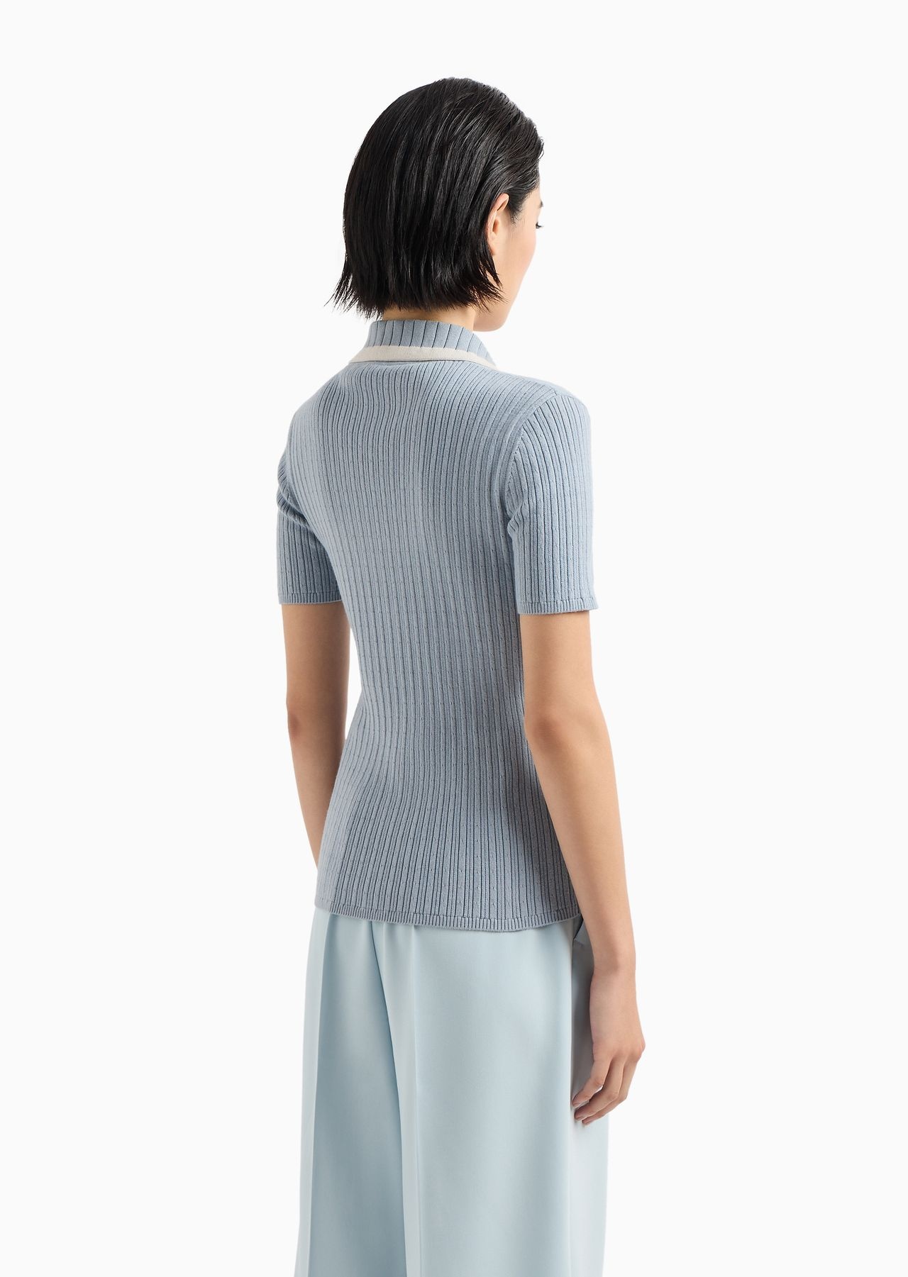 Icon short-sleeved polo-shirt jumper in a ribbed cashmere blend - 3