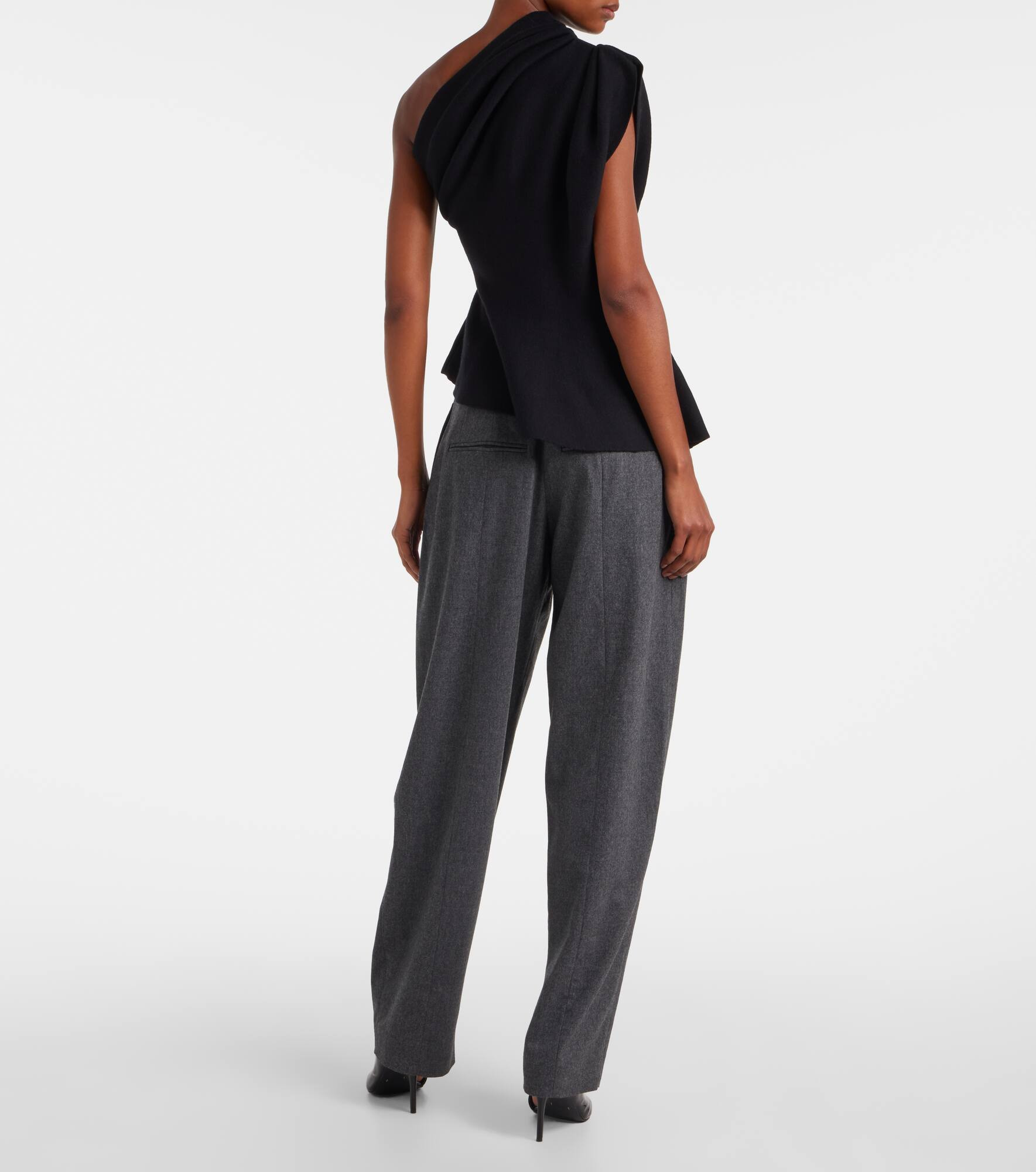 Aimee one-shoulder wool-blend top - 3