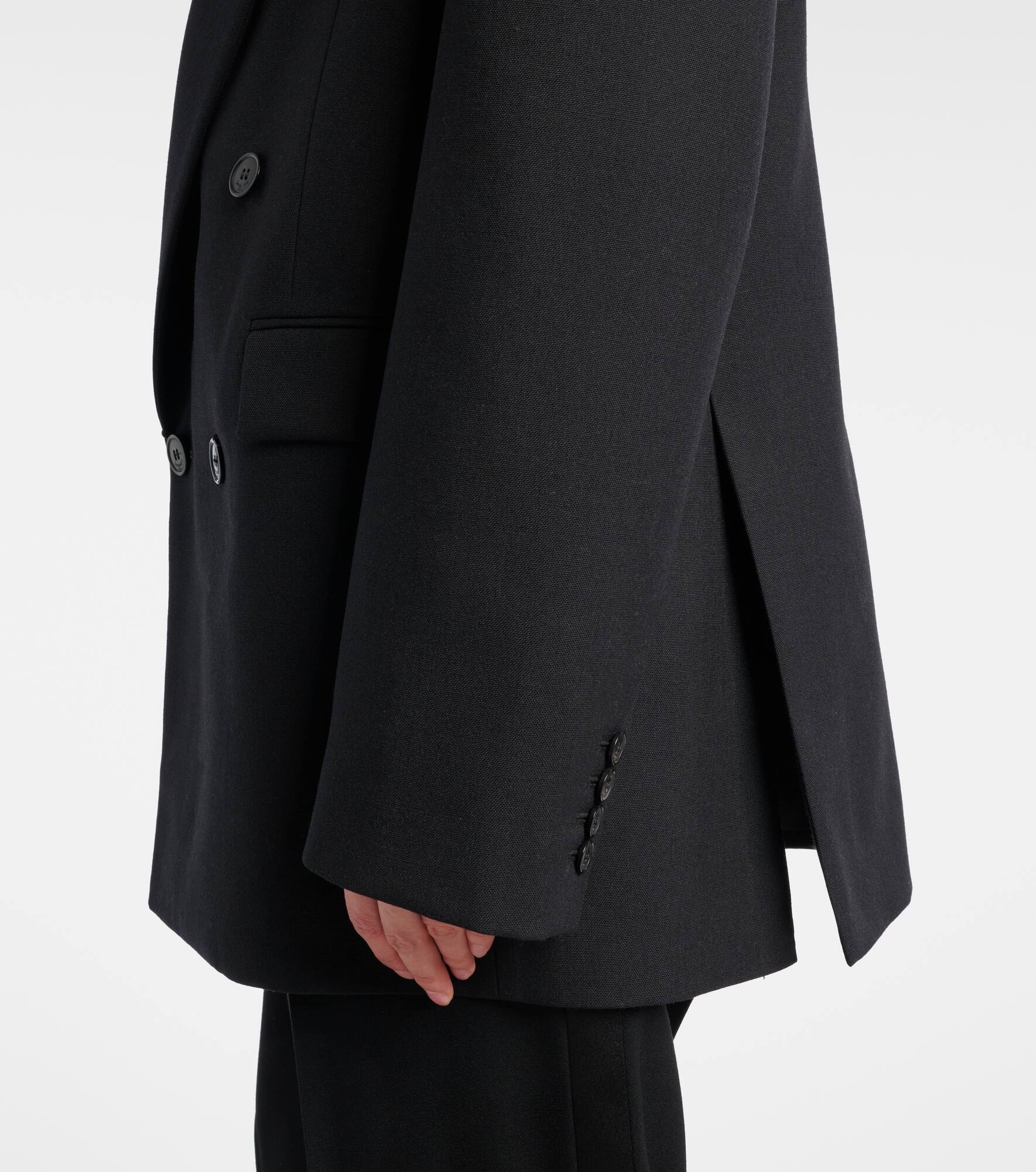 Double-breasted wool canvas blazer - 5
