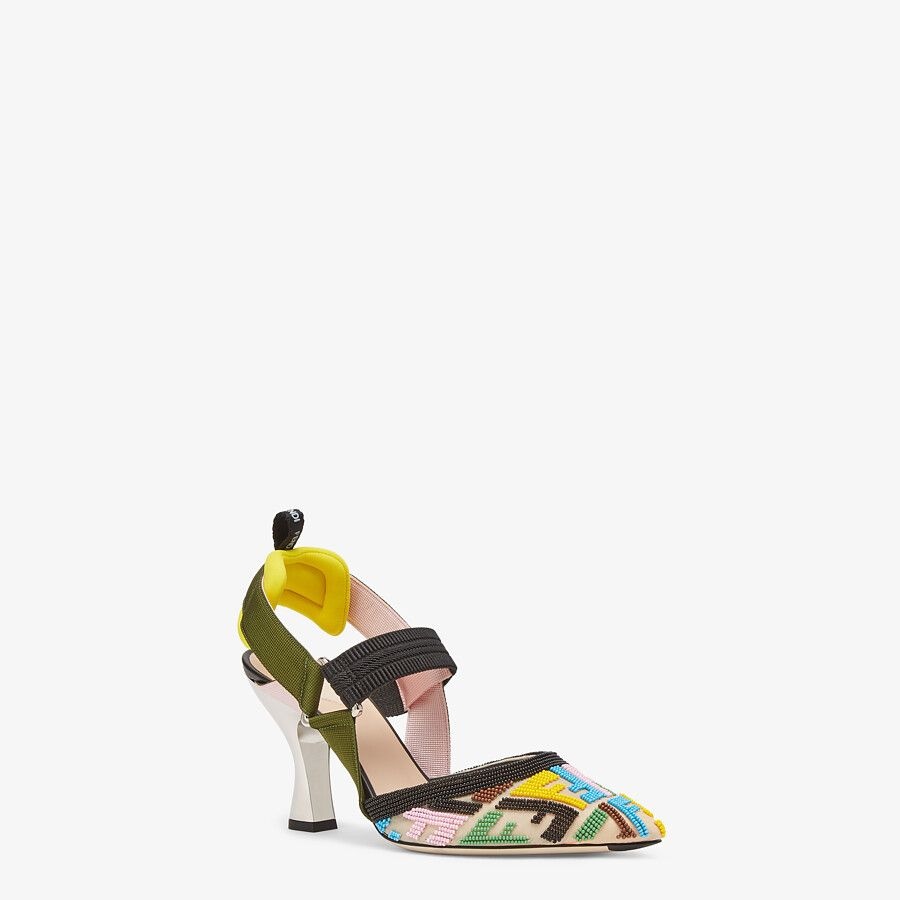 High-heeled slingbacks with multicolor beads - 2
