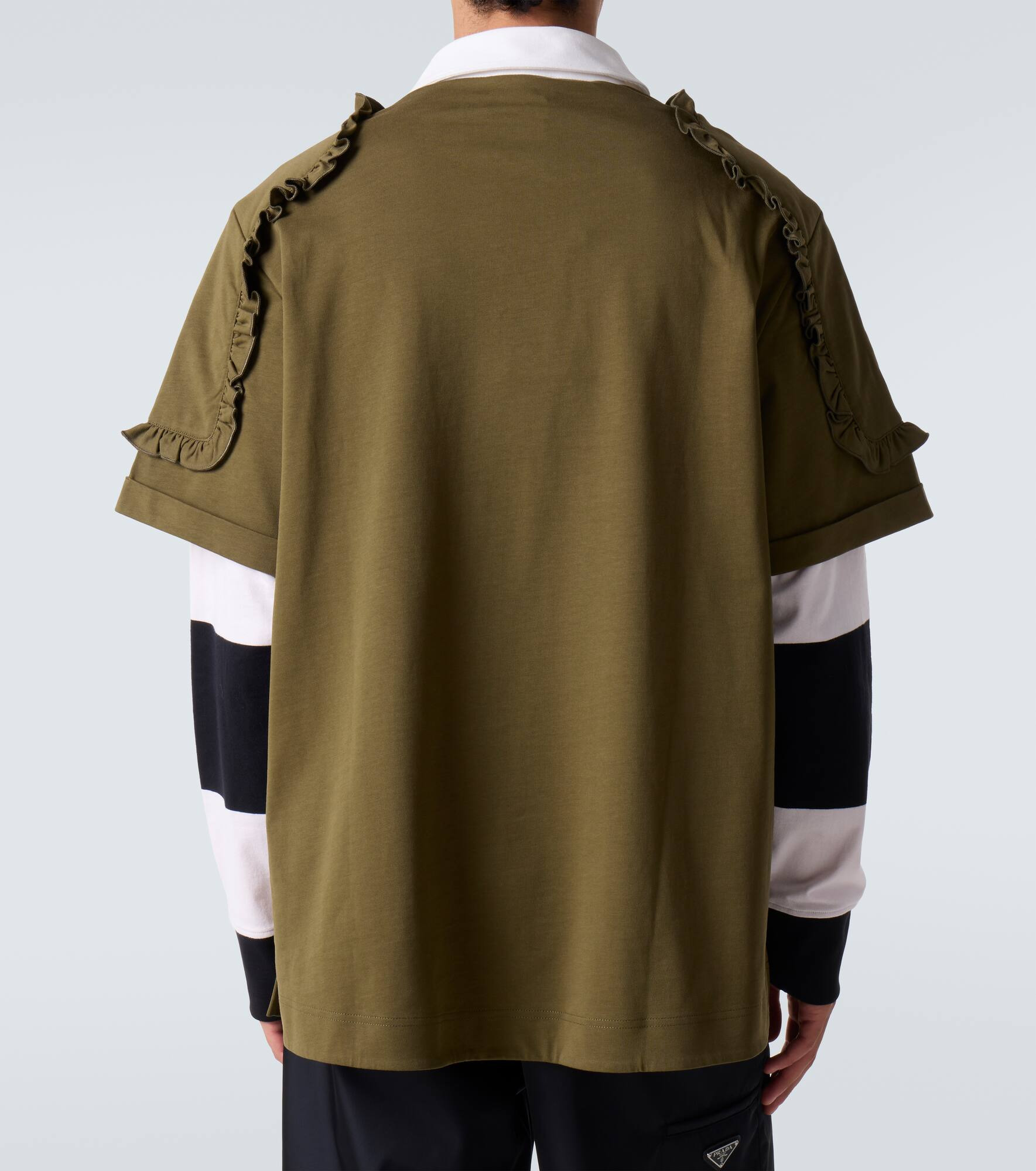 Layered ruffled cotton jersey polo shirt - 4