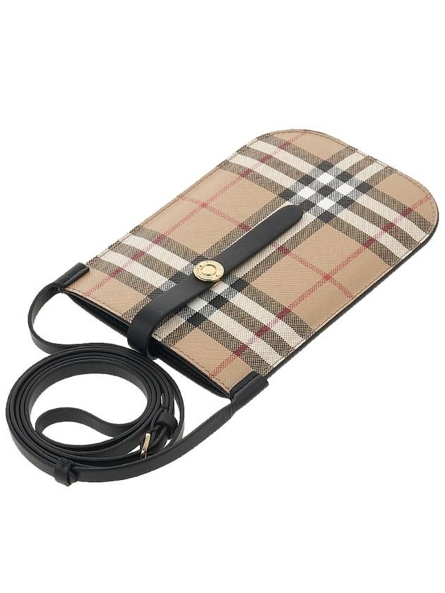 Vintage Check And Strap Phone Case Beige Black - 5