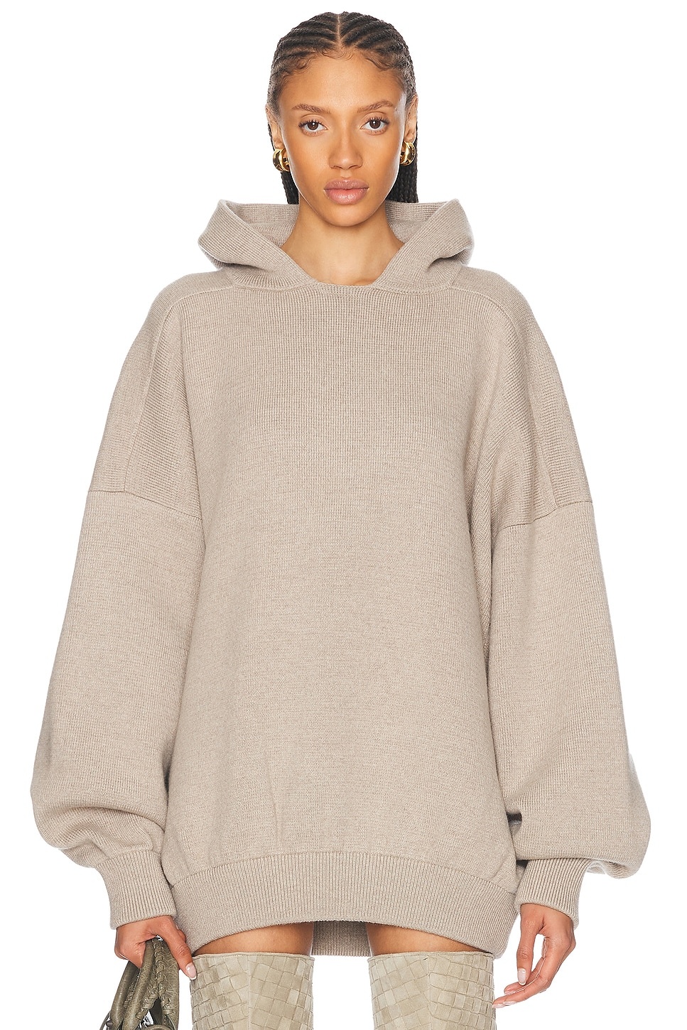 Merino Wool Boucle Knit Hoodie - 1