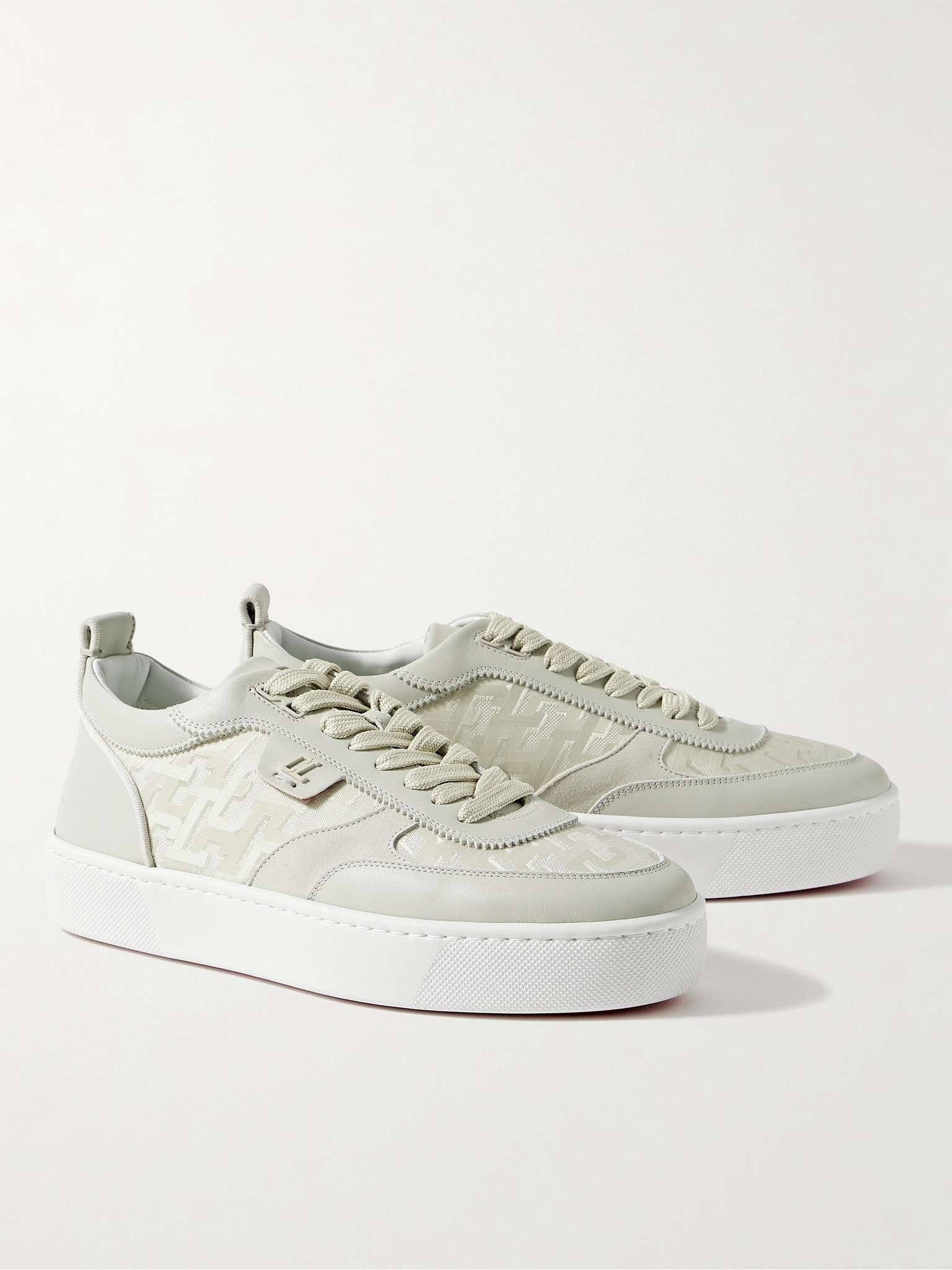 Happyrui Suede-Trimmed Leather and Canvas-Jacquard Sneakers - 4