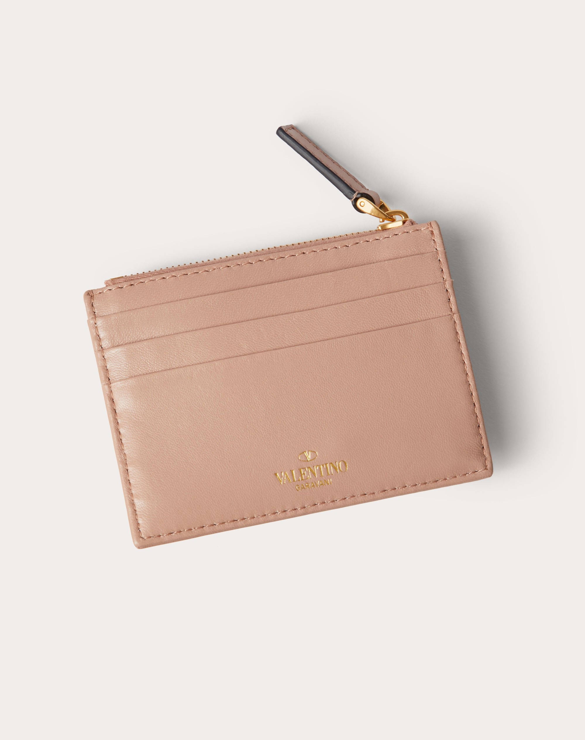 ROMAN STUD NAPPA LEATHER COIN PURSE WITH ZIPPER - 3