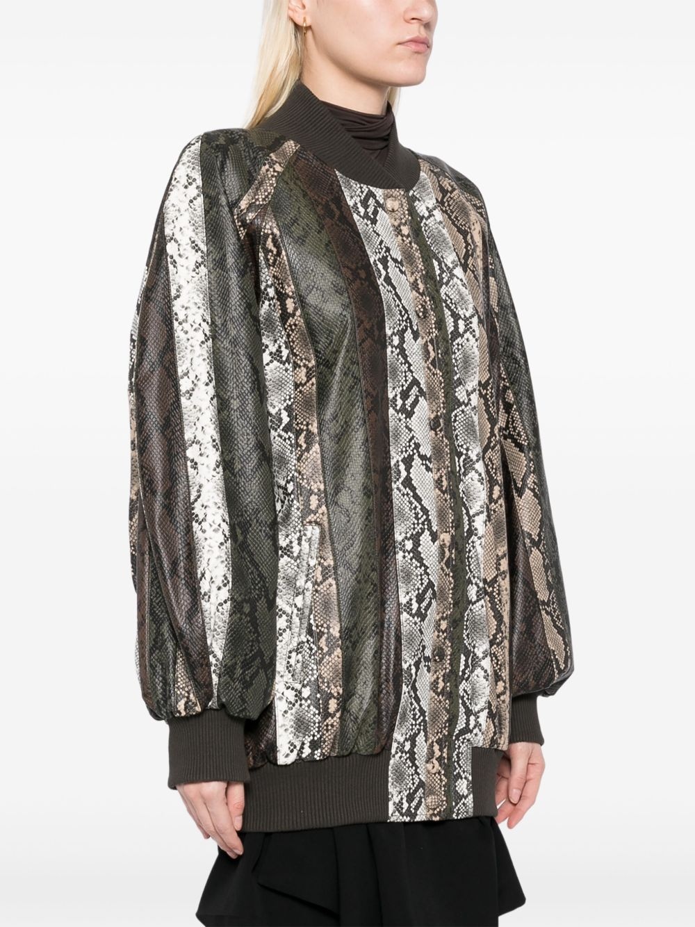 snake-embossed vegan bomber jacket - 3