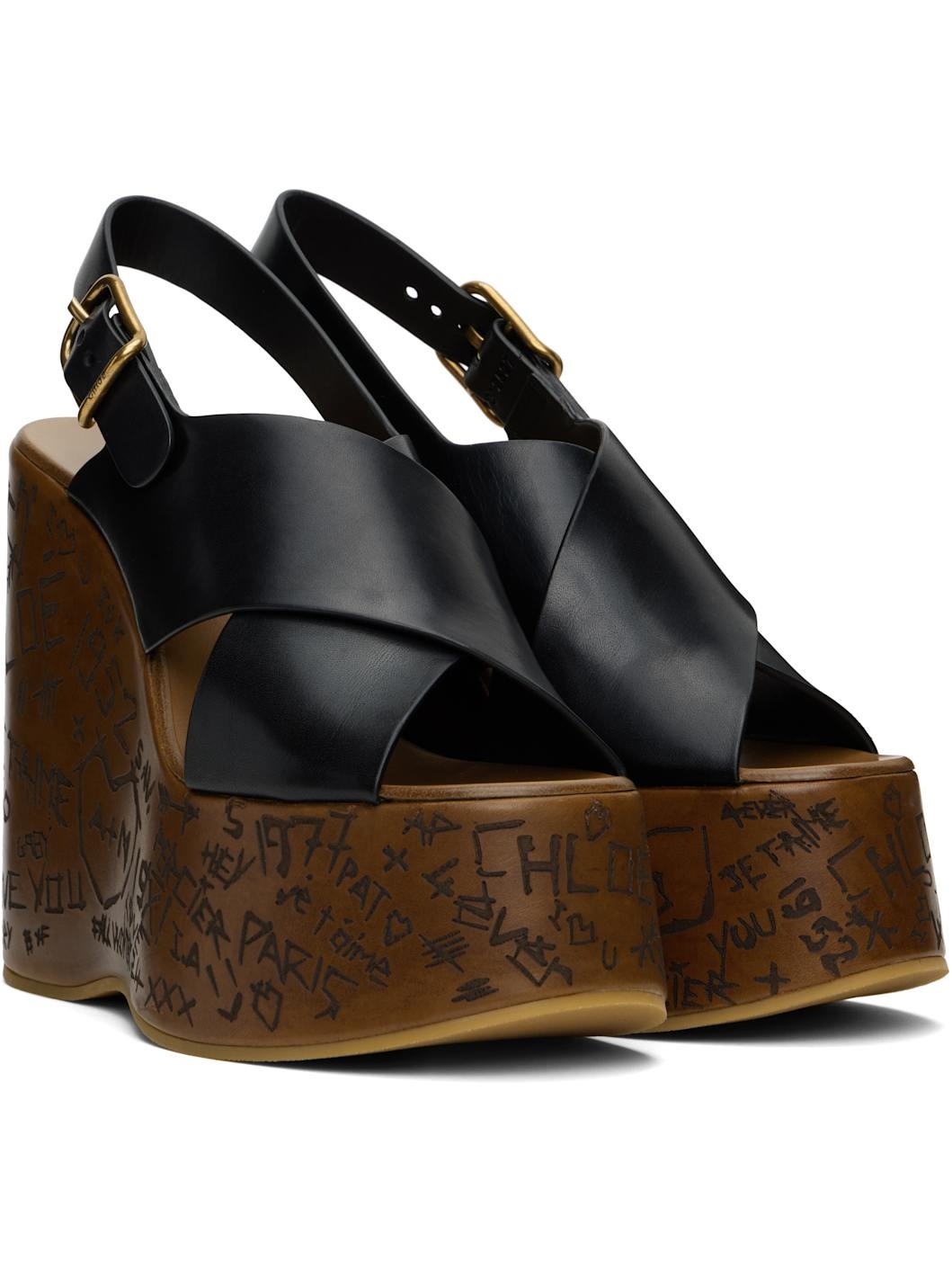 Black Maxime Wedge Sandals - 4