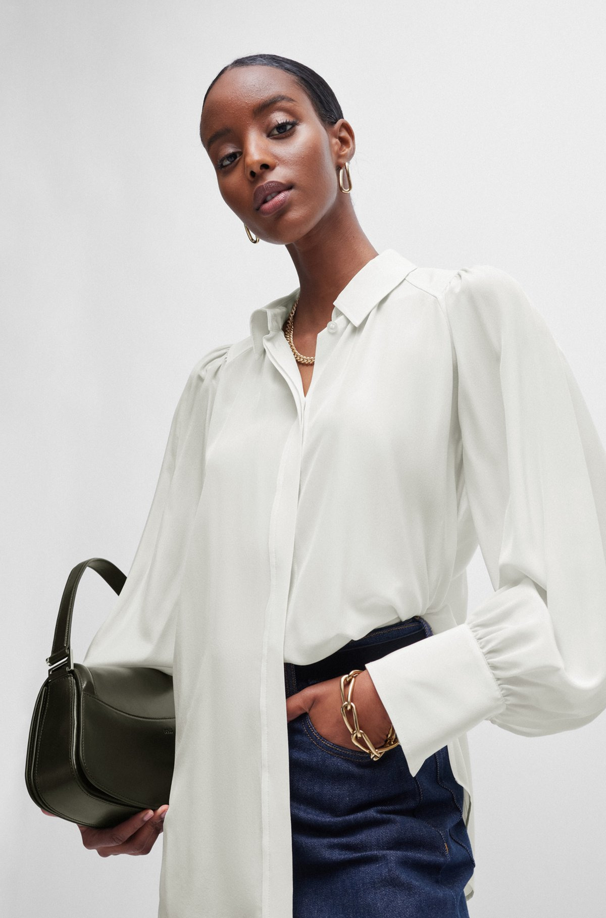RELAXED-FIT BLOUSE IN WASHED SILK - 6