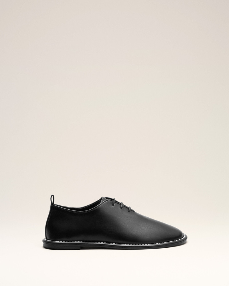 BLACK COW LEATHER MIDI DERBIES SHOES 1