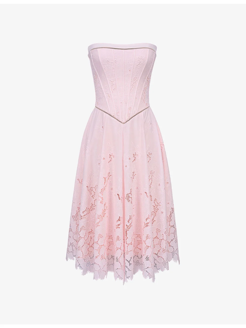 Belissa Strapless Broderie Woven Midi Dress - 1