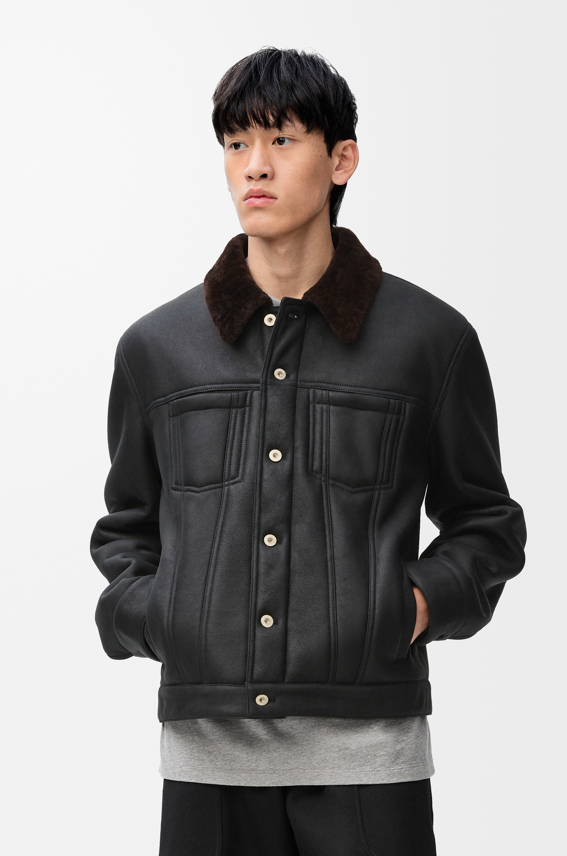 Trucker jacket in shearling - 3