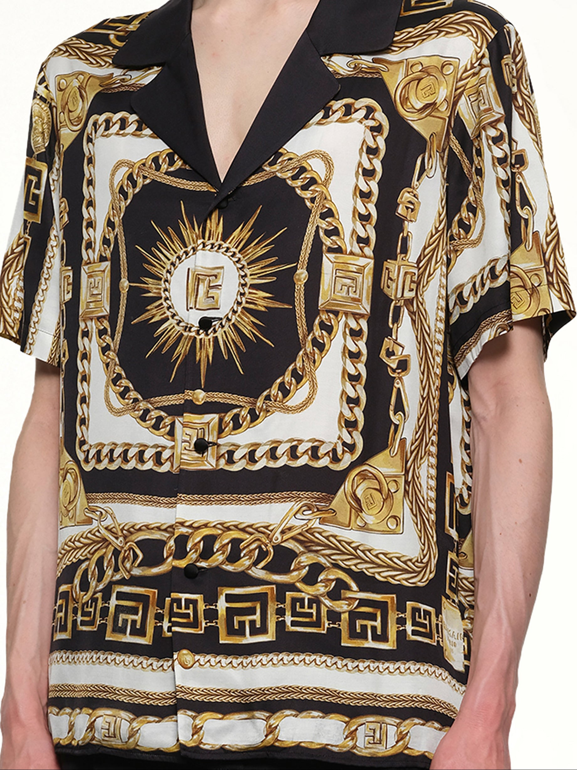 Foulard Print Shirt in Black/White/Gold - 6
