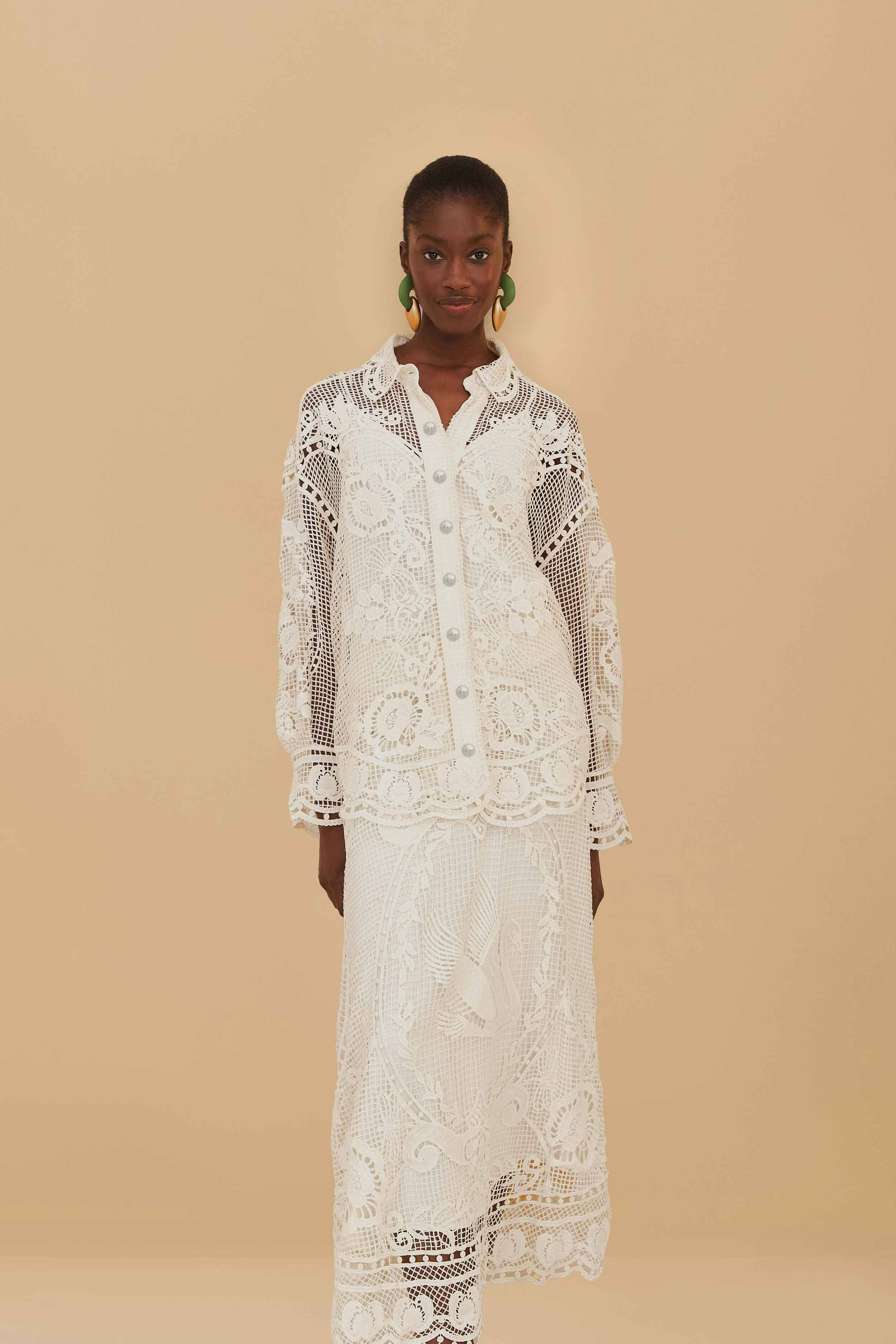 Off-White Swan Lake Guipure Midi Skirt - 4