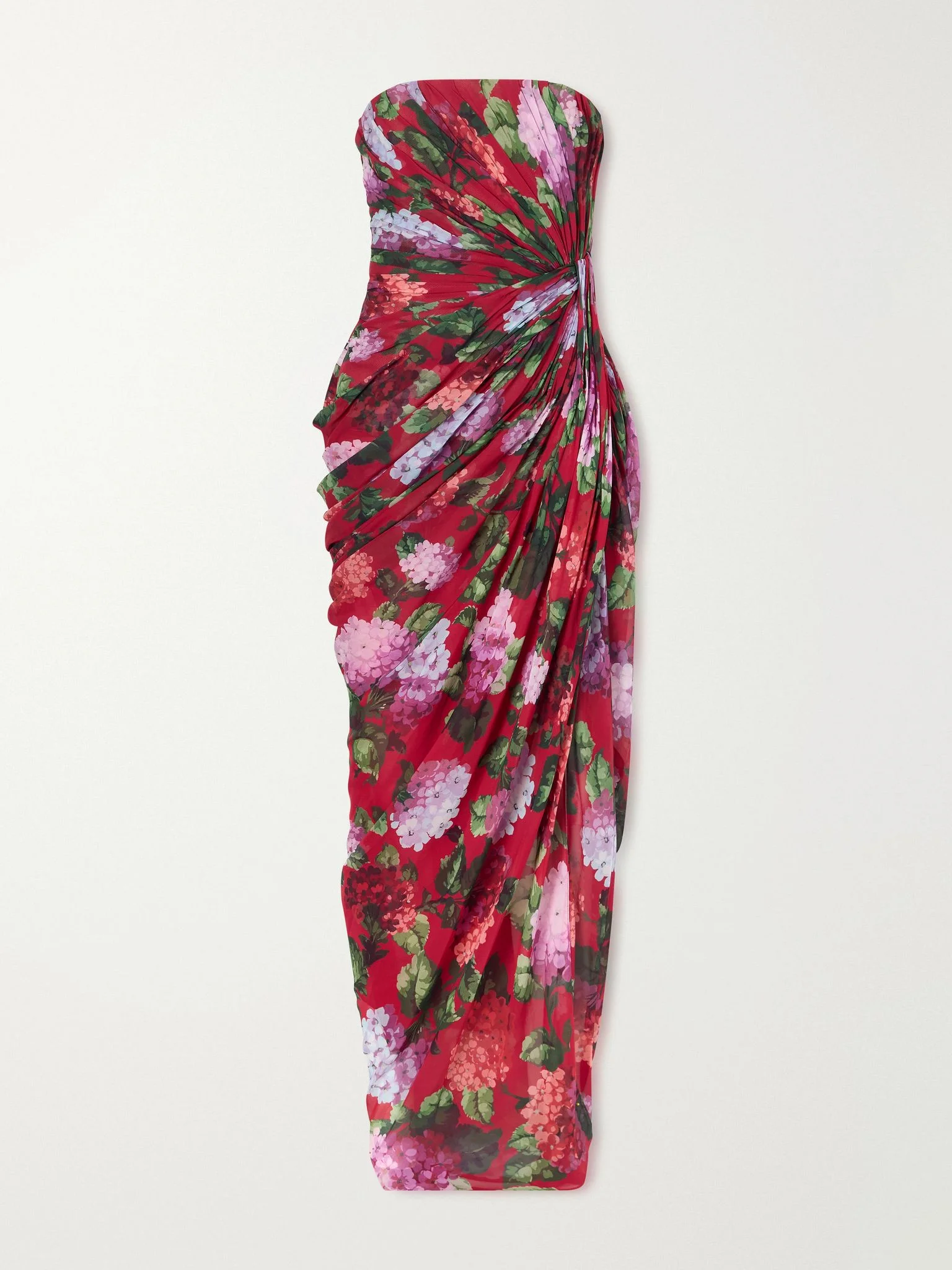 Floral-print gathered silk-chiffon gown Multi - 1