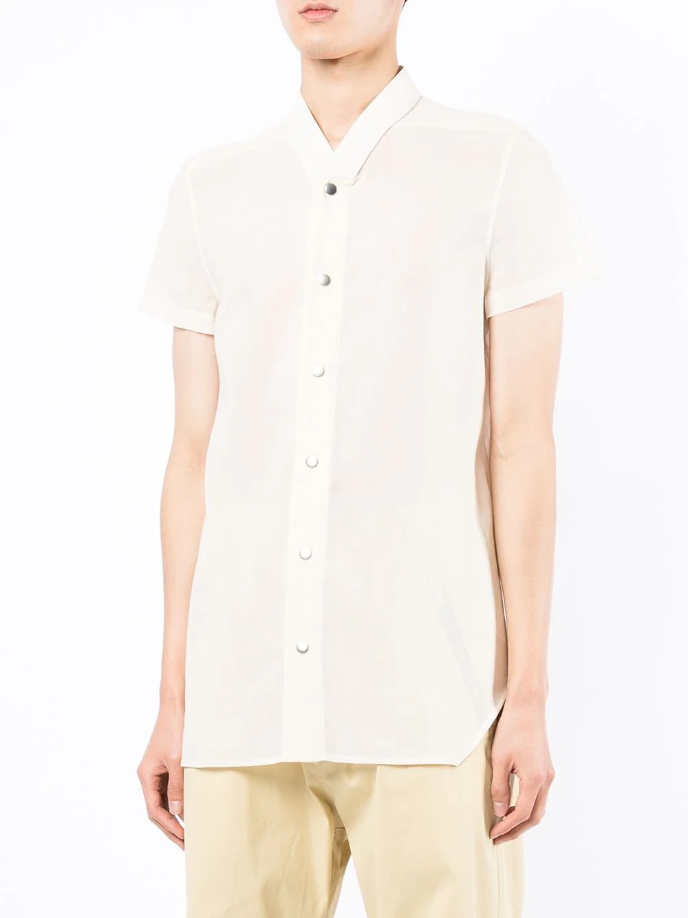 woven gold short-sleeve shirt - 3