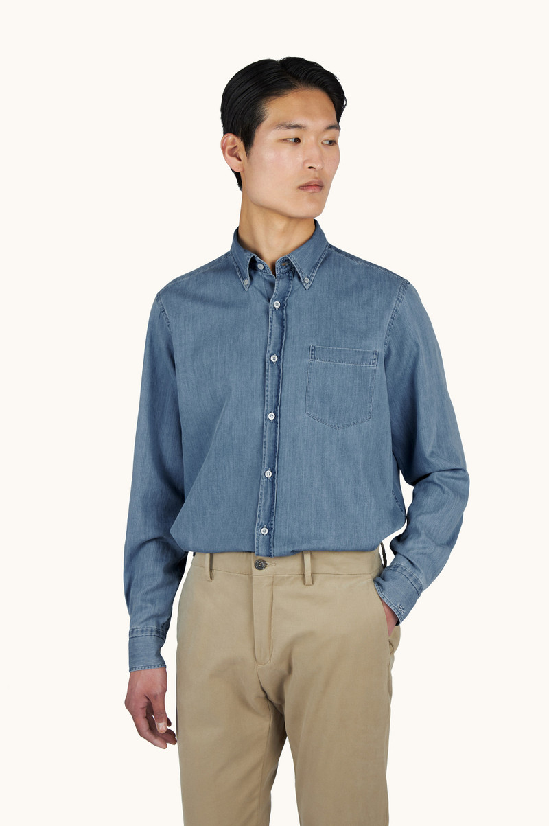 X-SOFT SHIRT IN GIZA COTTON LIGHT DENIM 4