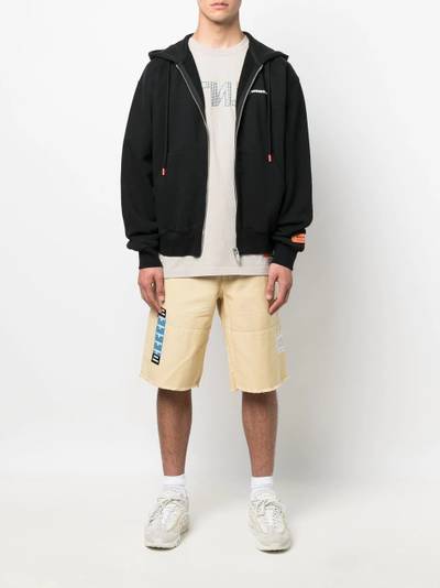 Heron Preston tape-logo drawstring hoodie outlook