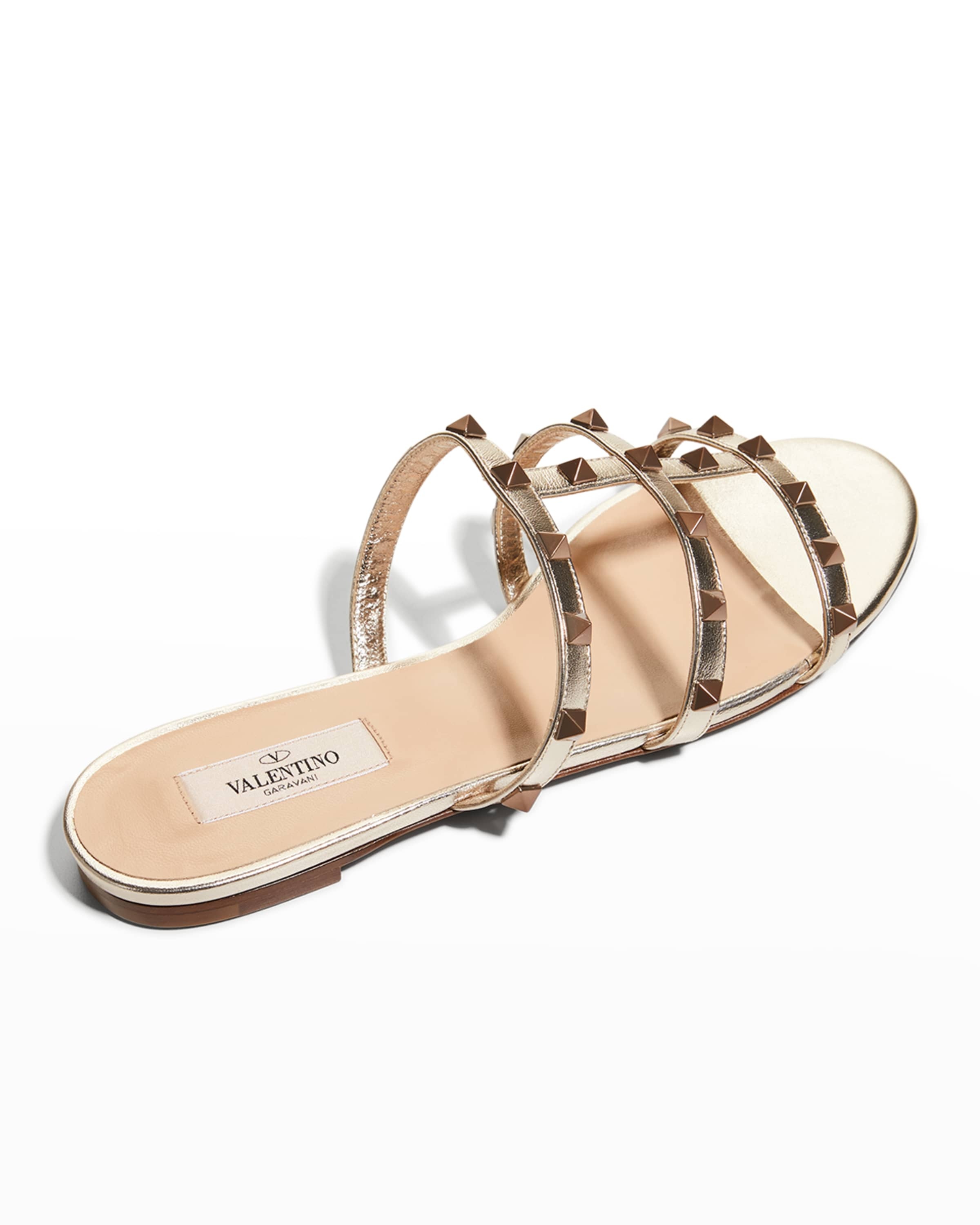 Rockstud Metallic City Flat Slide Sandals - 3