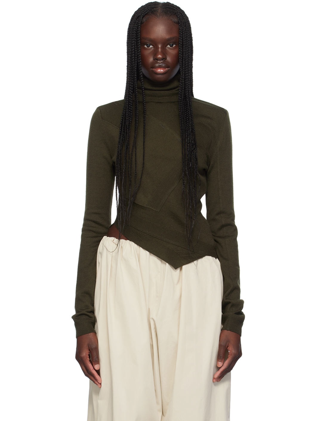 Khaki Patchwork Turtleneck - 1