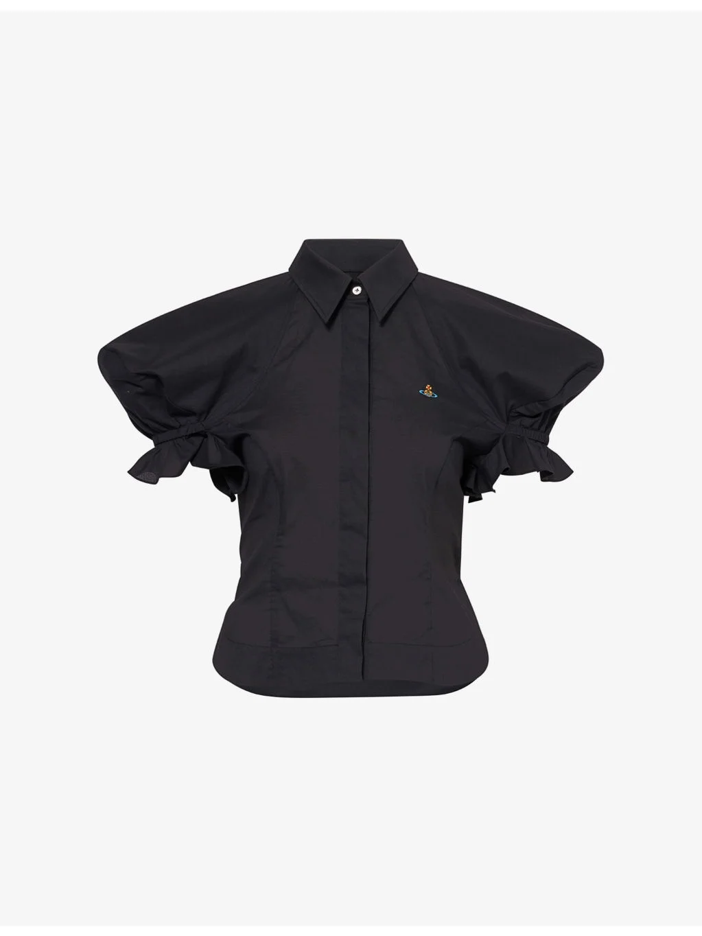 Gexy Puffed-Short-Sleeves Cotton-Poplin Top - 1