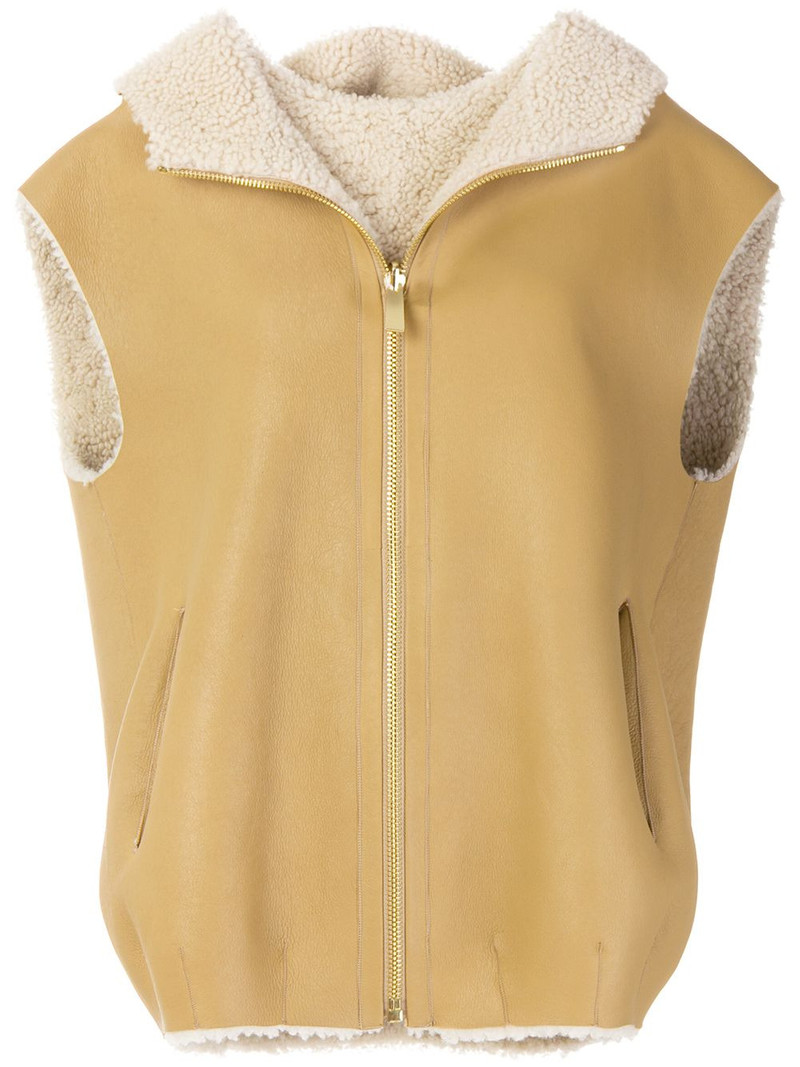 zipped shearling gilet 1