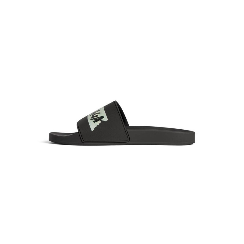 BALENCIAGA Men's Pool Slide Sandal in Black/white outlook