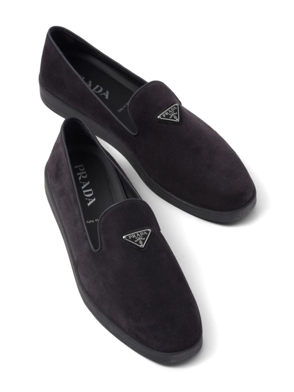 logo-plaque suede loafers - 4