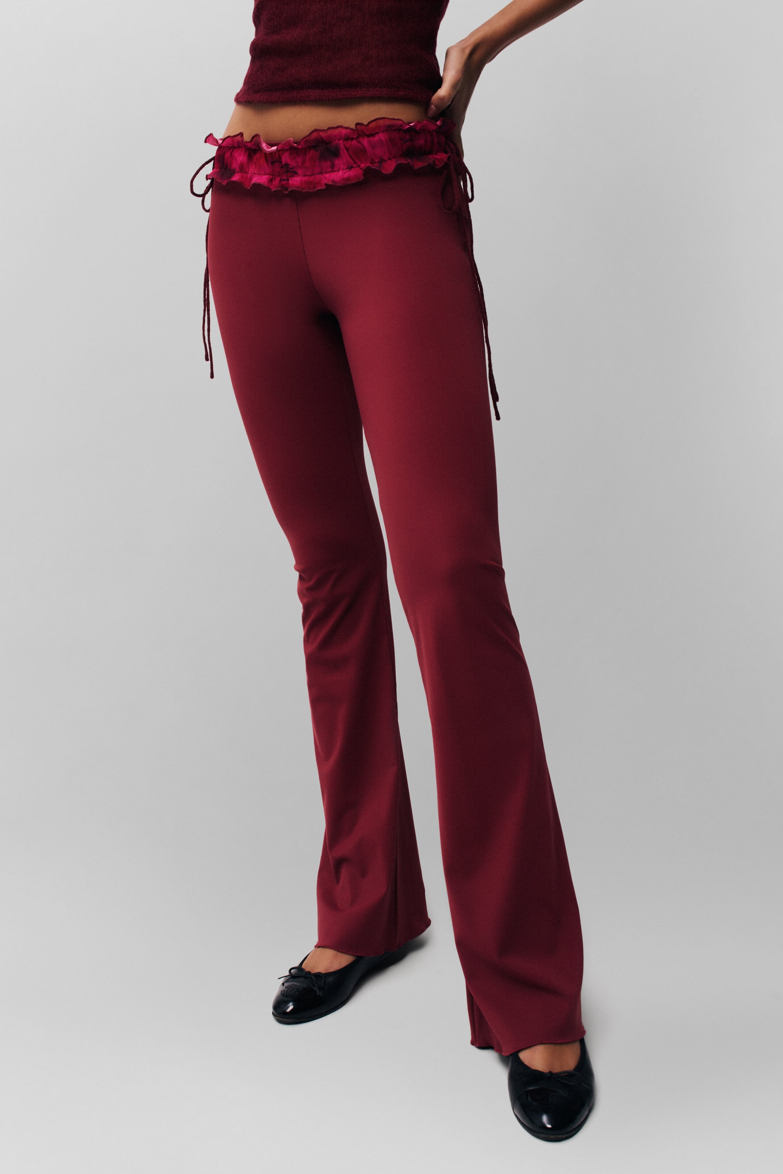RUCHED SIDE TIE STRETCH PANT - 5