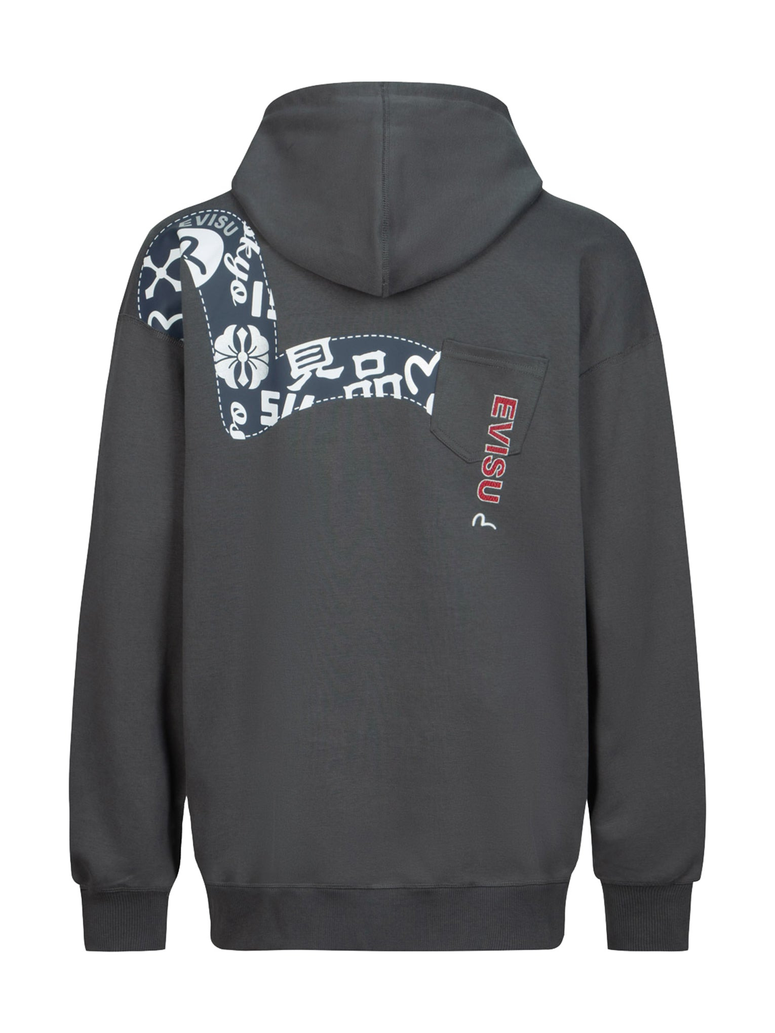 SEAGULL PRINT AND LOGO EMBROIDERY LOOSE FIT HOODIE - 14