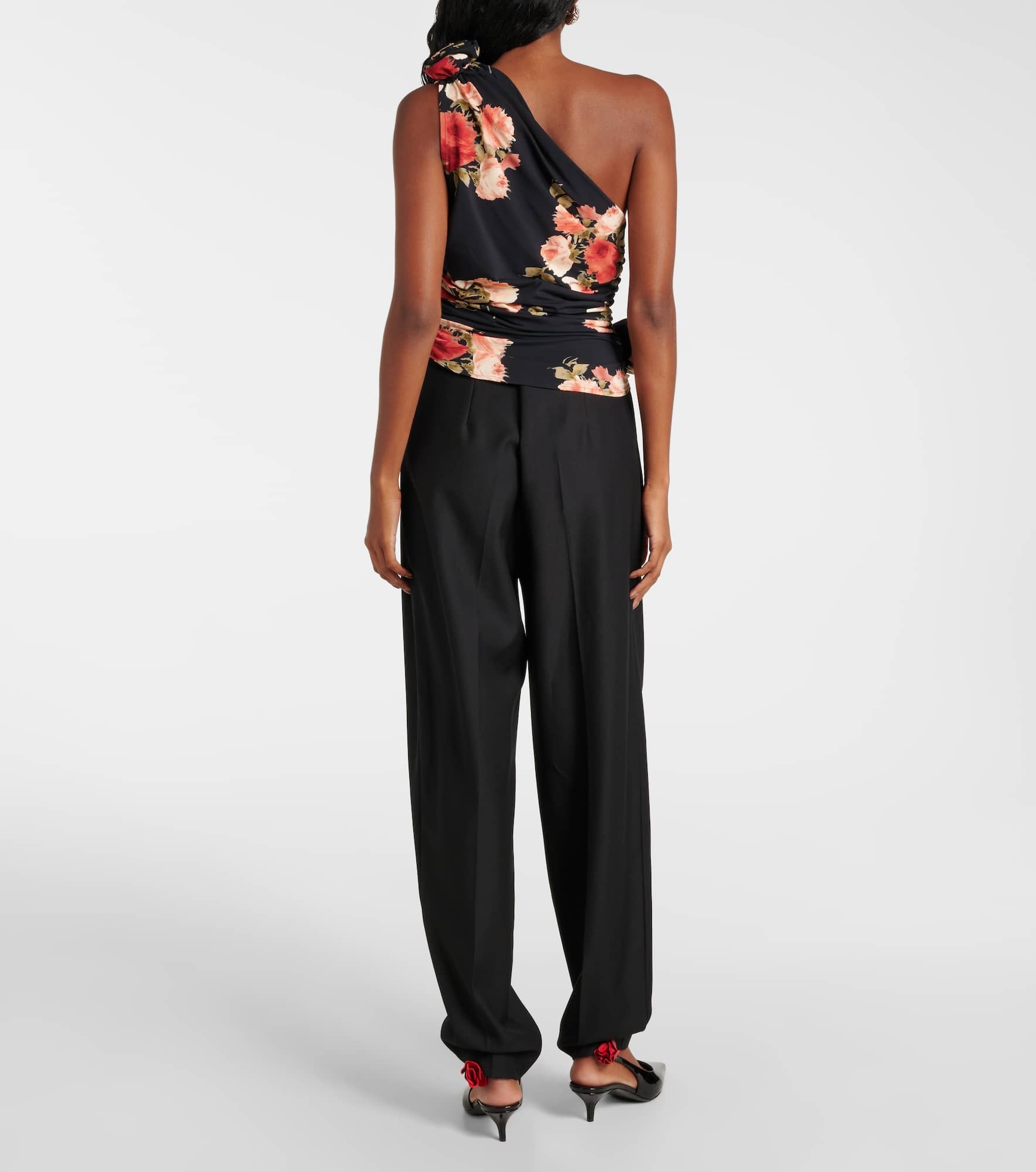Floral ruched one-shoulder top - 3
