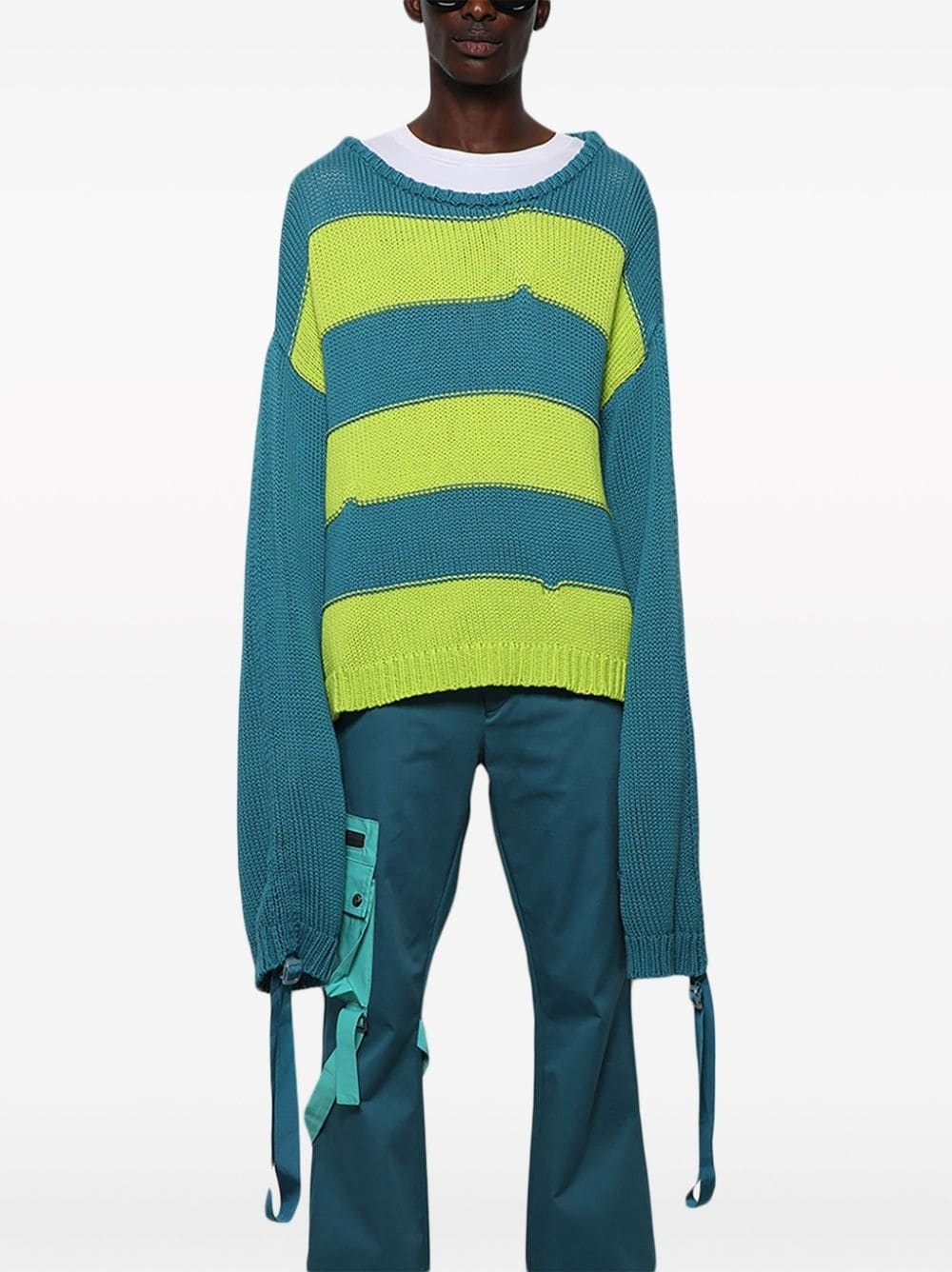 striped extra long-sleeves jumper - 3