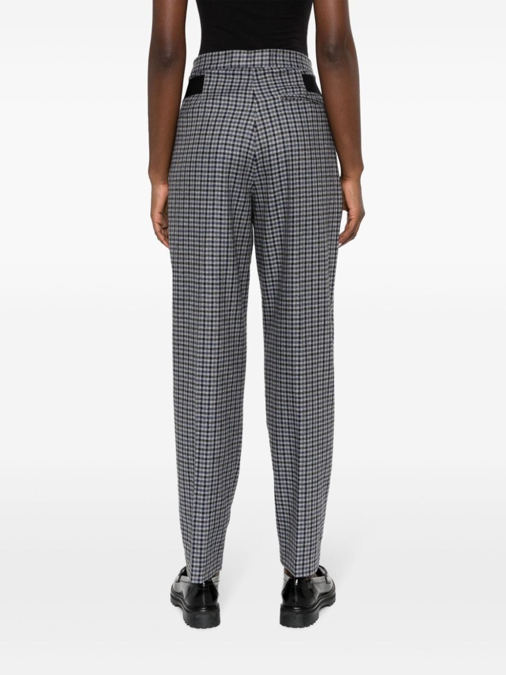 checked high-waist tapered trousers - 4