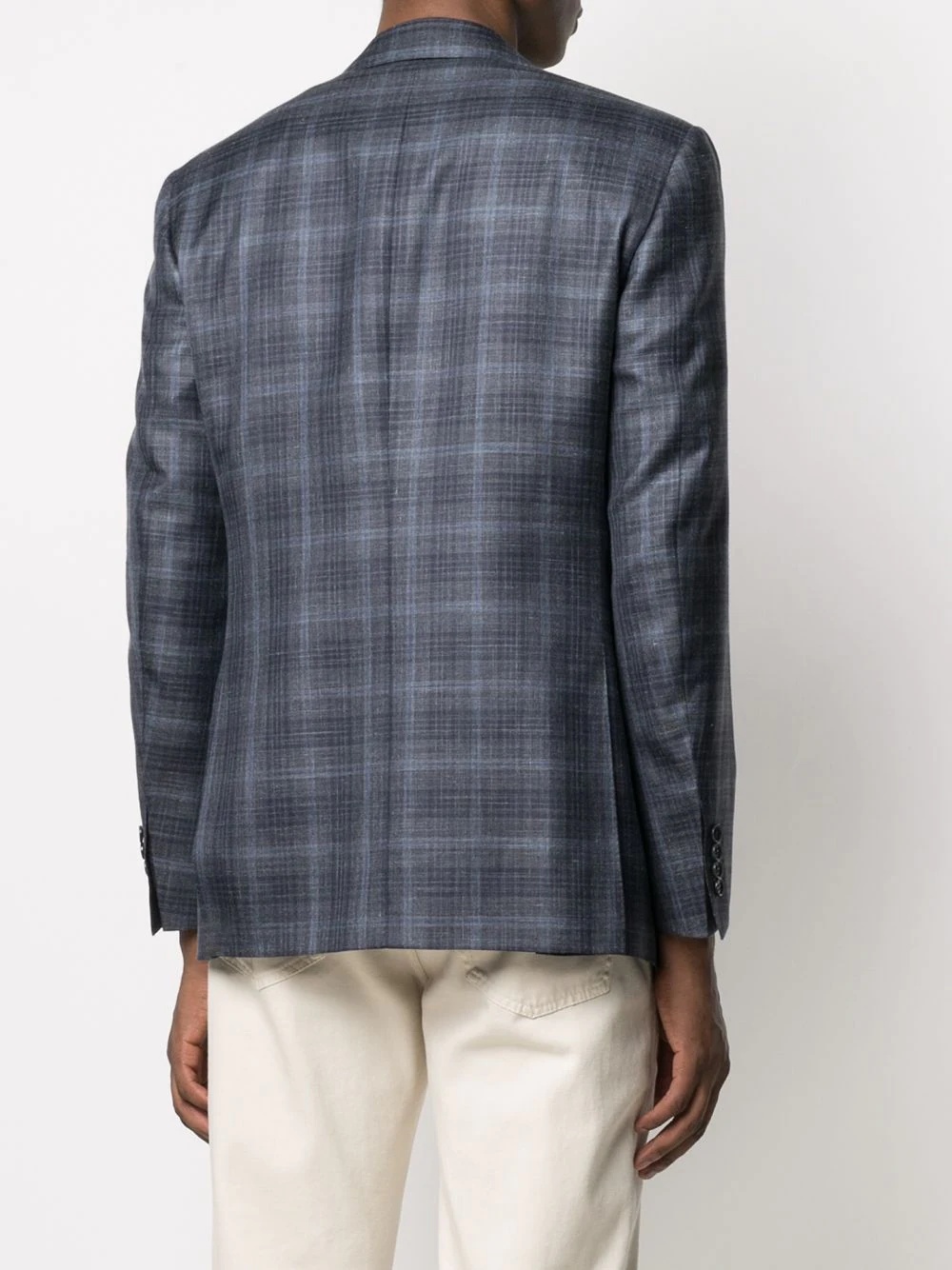 checked single-breasted blazer - 4