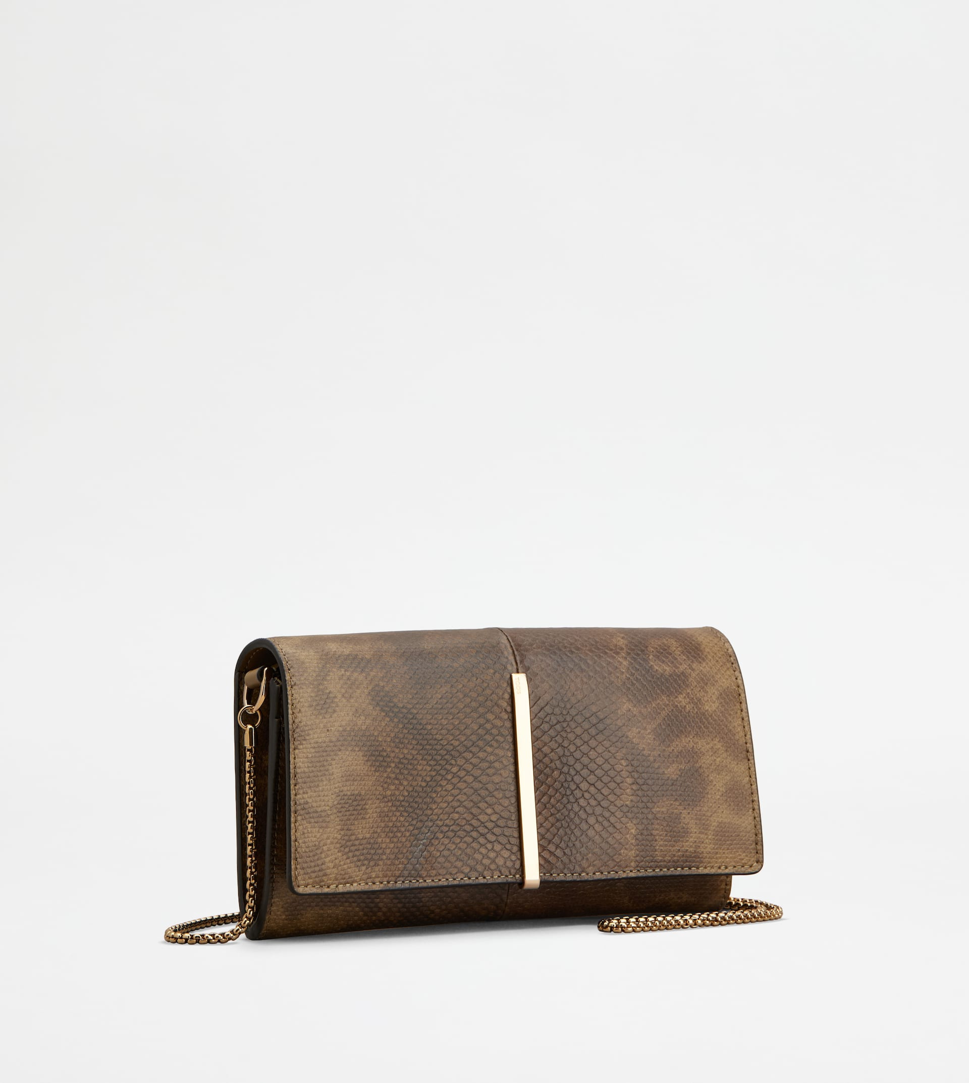 WALLET IN REPTILE WITH SHOULDER STRAP - BROWN - 2