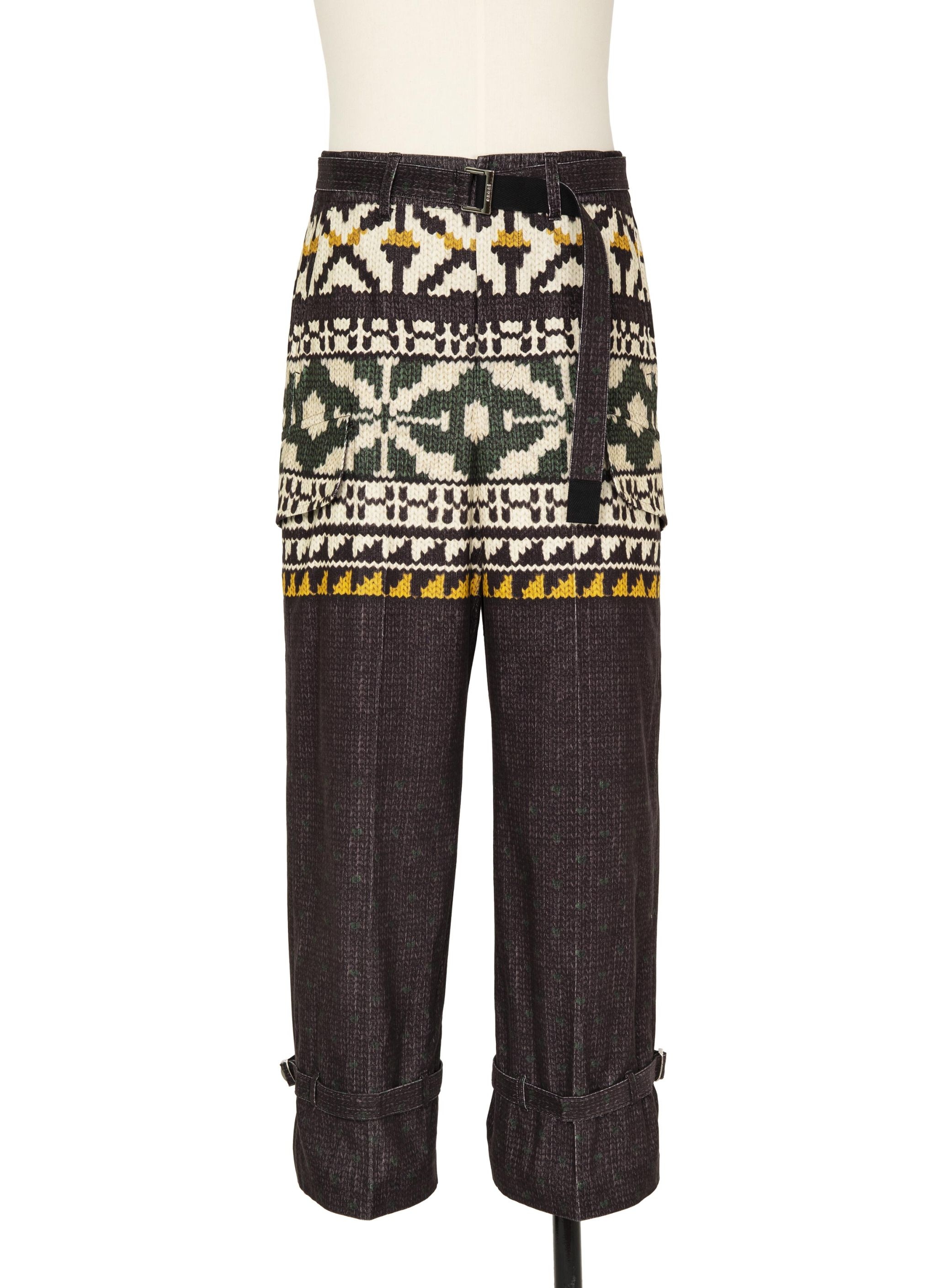 Pattern Knit Print Pants - 1