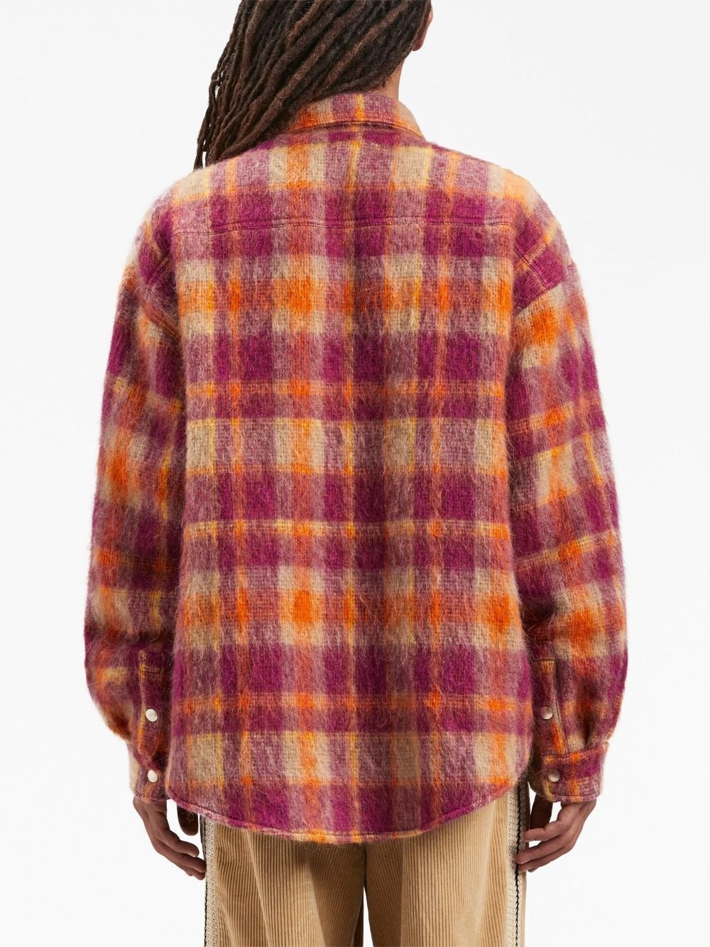 plaid-print shirt jacket - 5