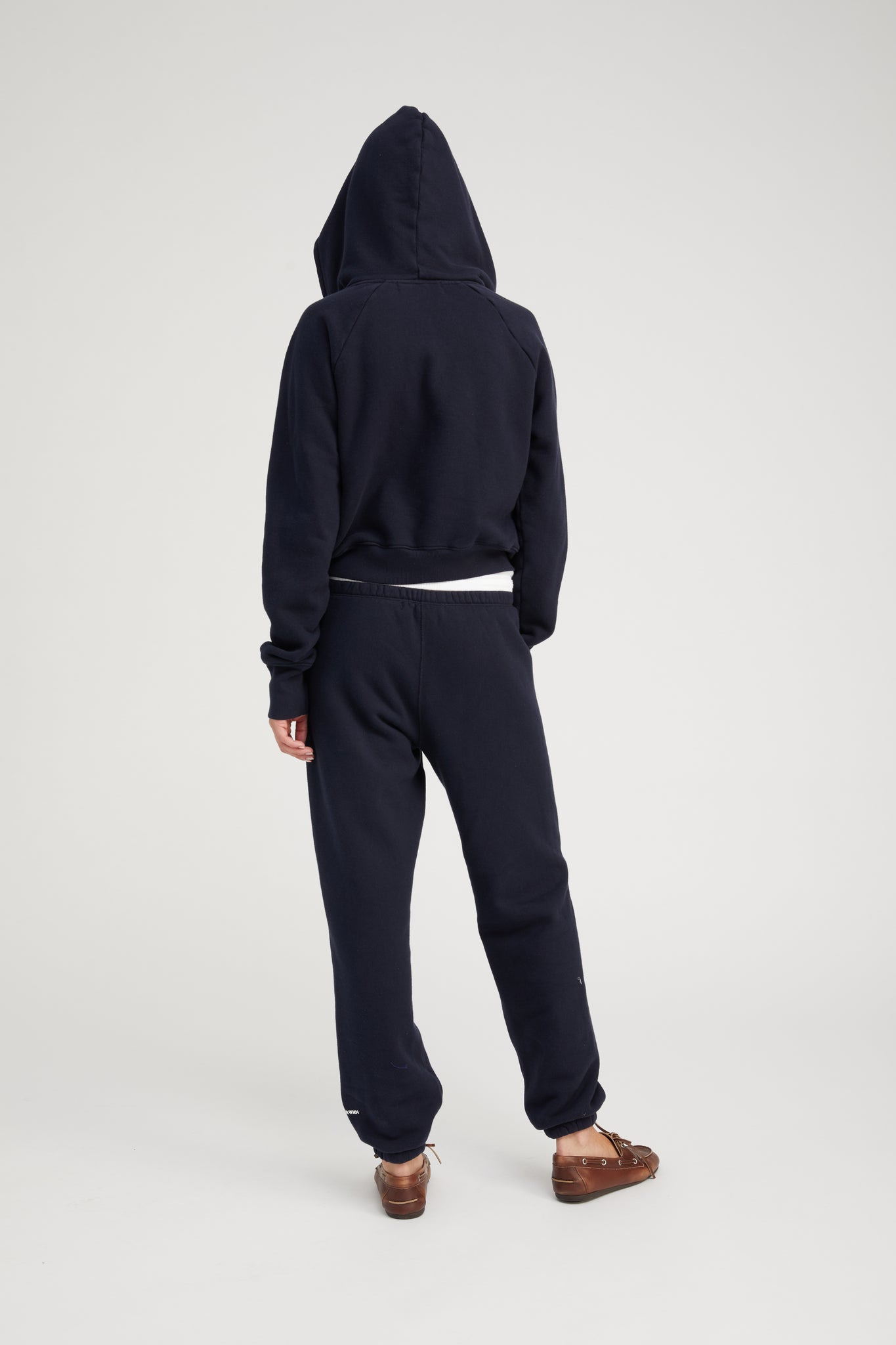 NAVY COTTON SHRUNKEN ZIP UP HOODIE - 4